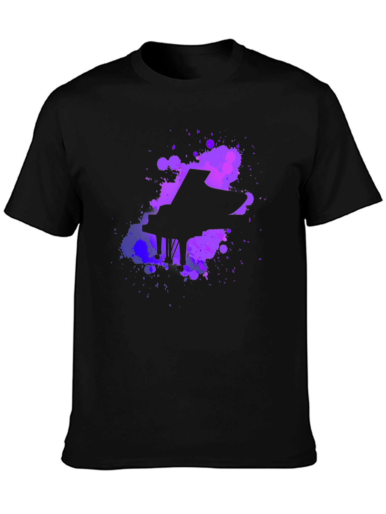 Piano Paint Splatter Graphic Tee - Black