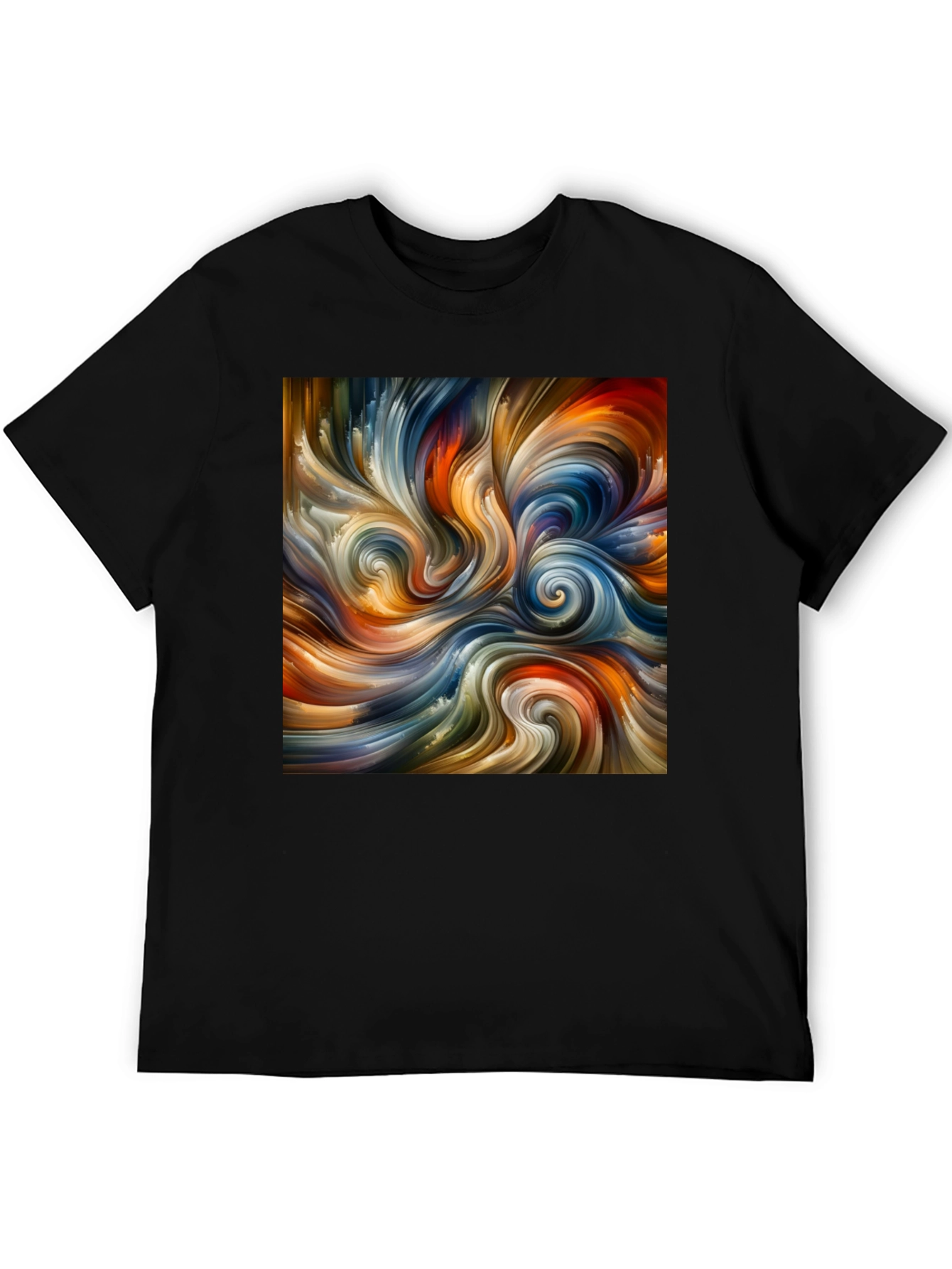 Abstract Swirl Art Black T-Shirt