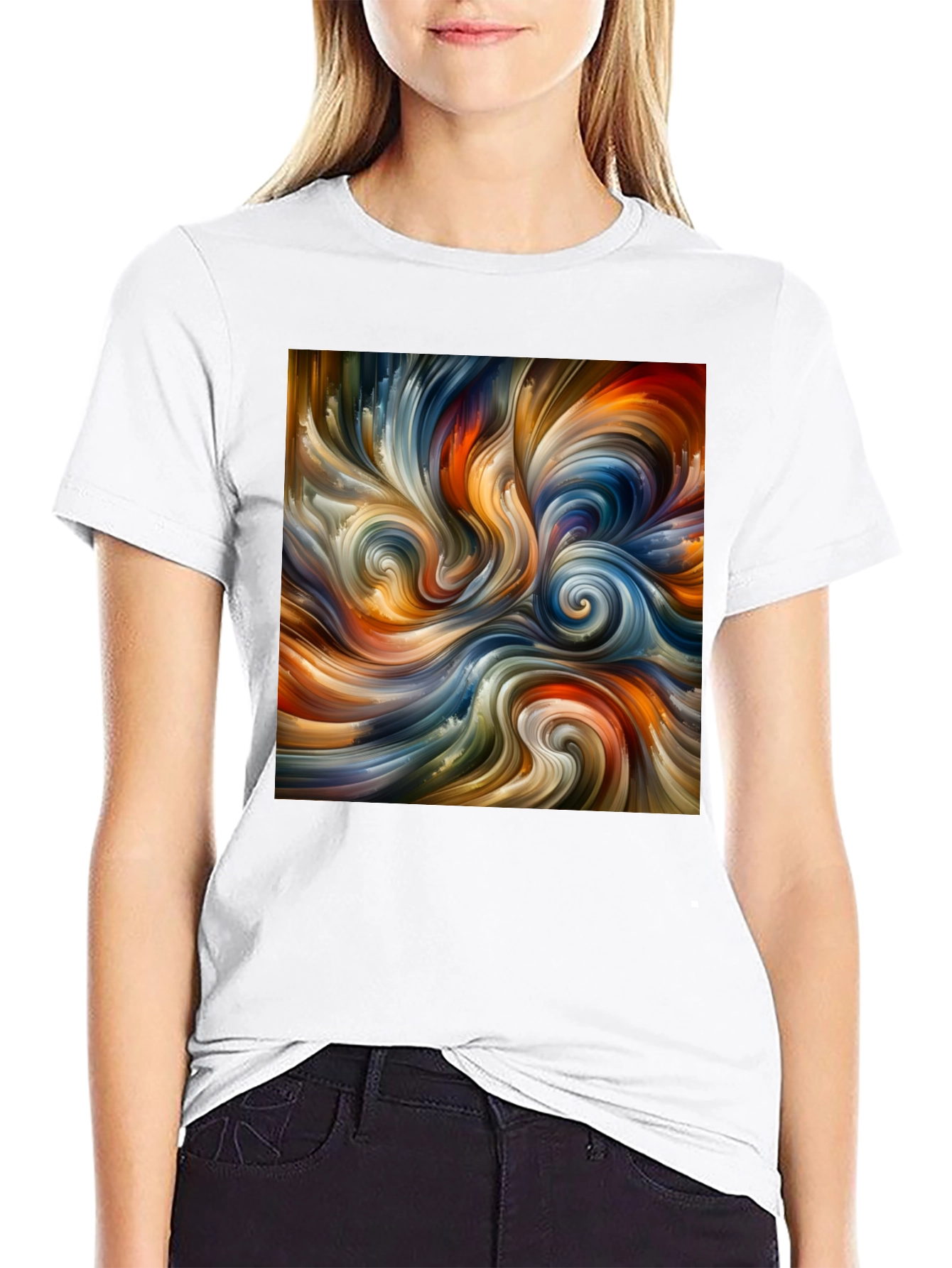 Abstract Swirl Art Black T-Shirt