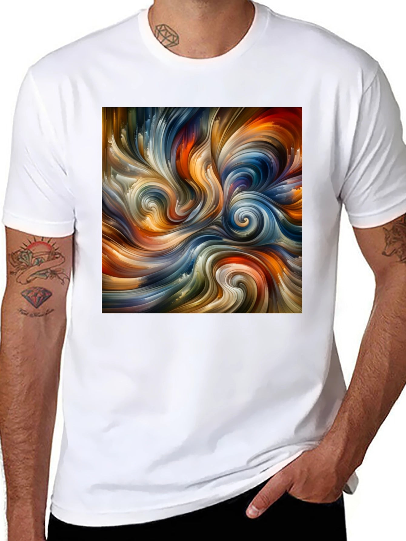 Abstract Swirl Art Black T-Shirt