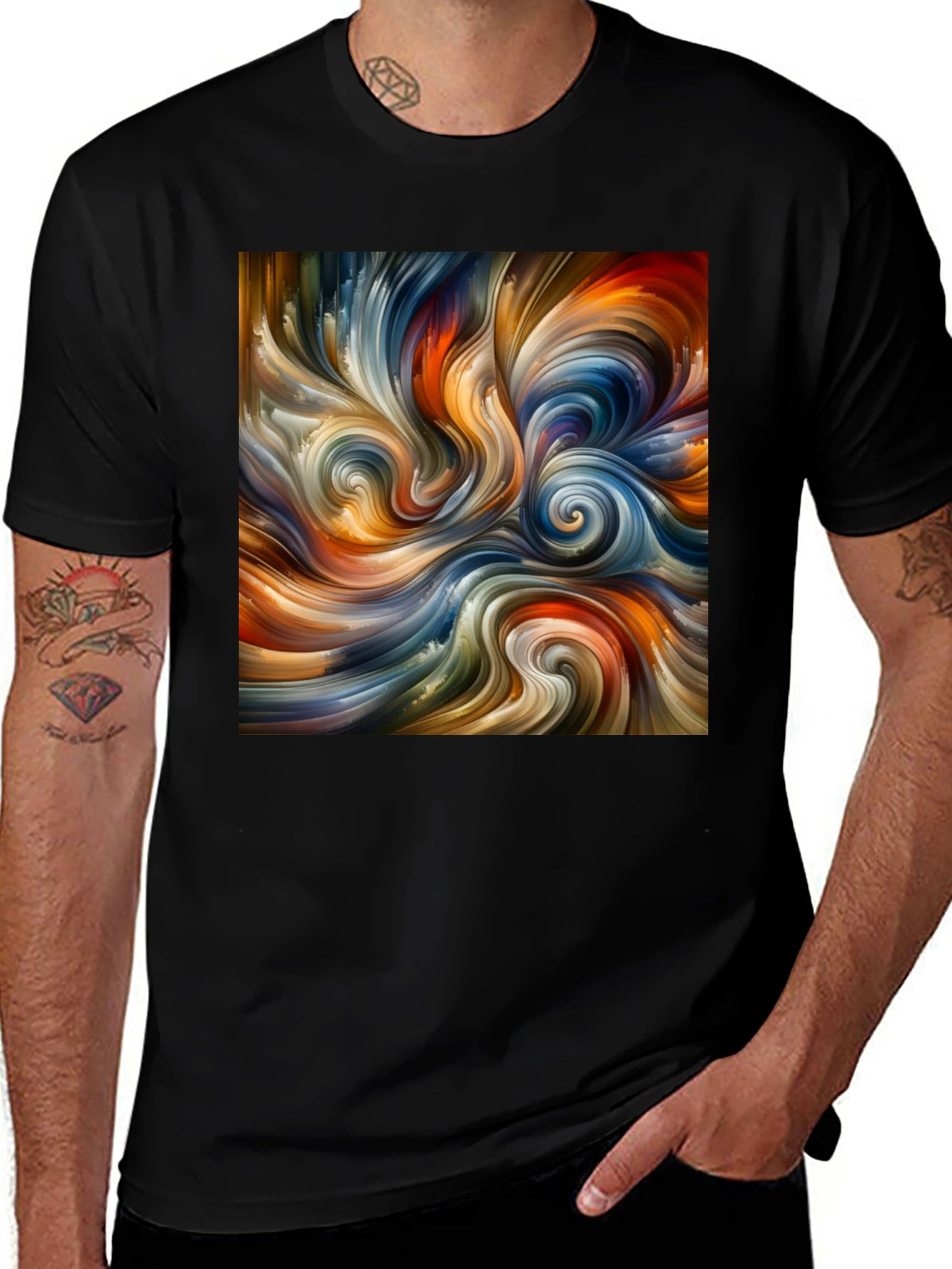 Abstract Swirl Art Black T-Shirt