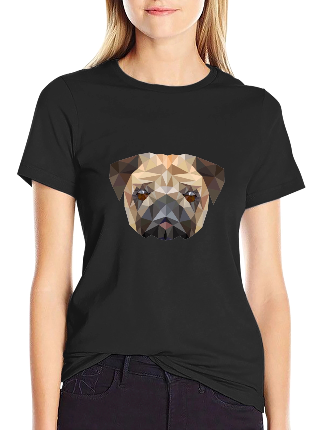 Geometric Pug Graphic Tee - Modern Style