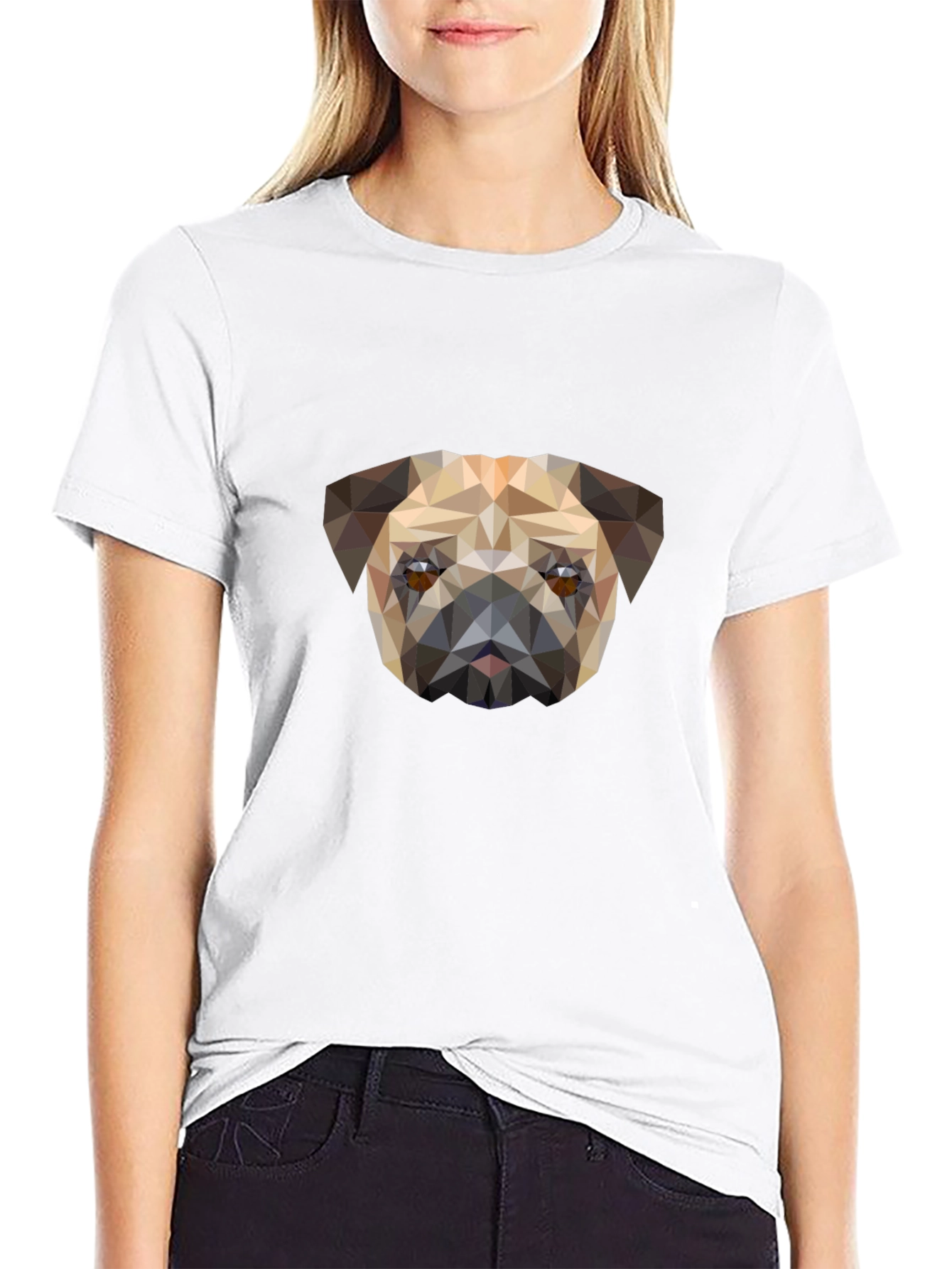 Geometric Pug Graphic Tee - Modern Style