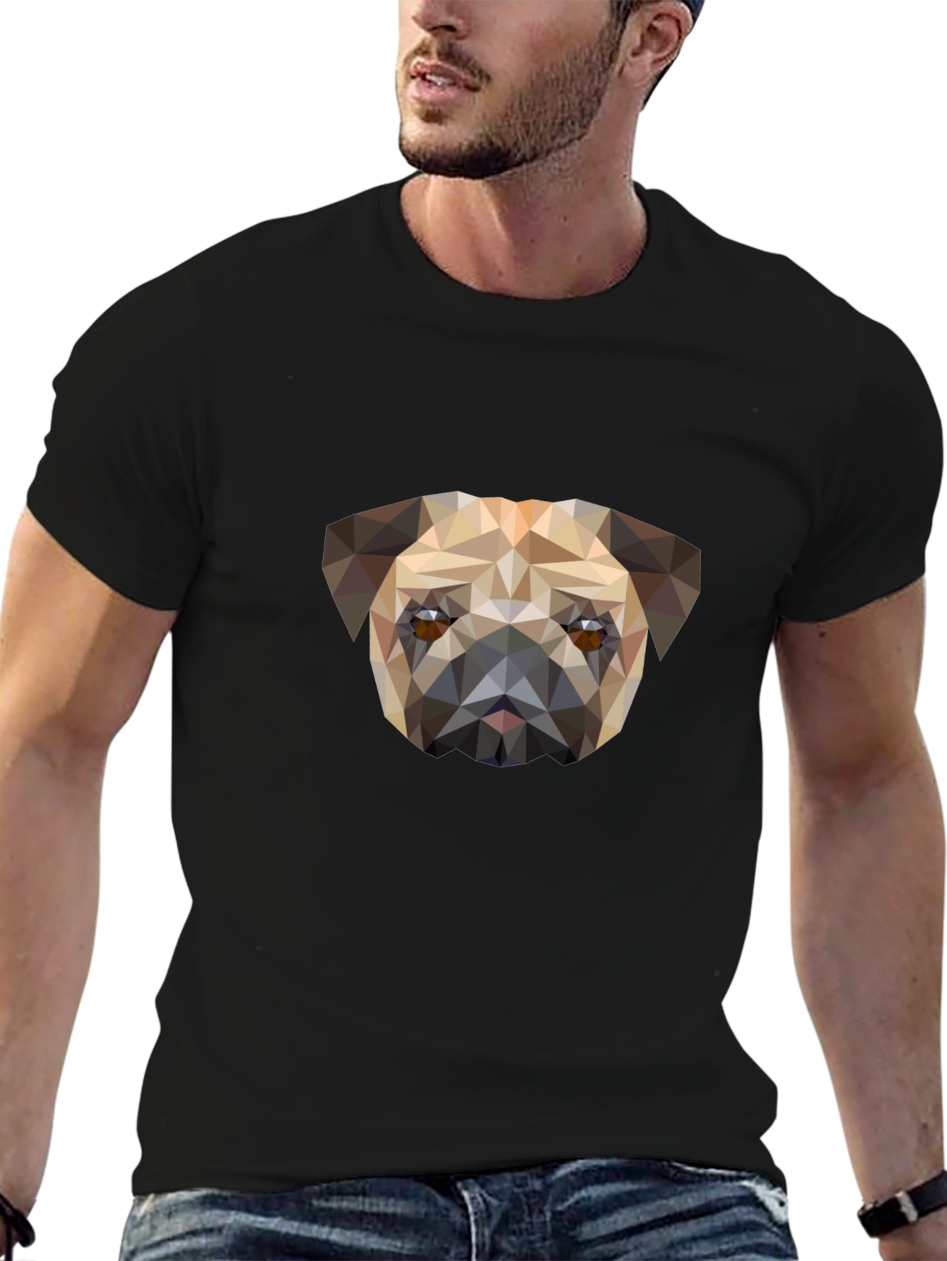 Geometric Pug Graphic Tee - Modern Style