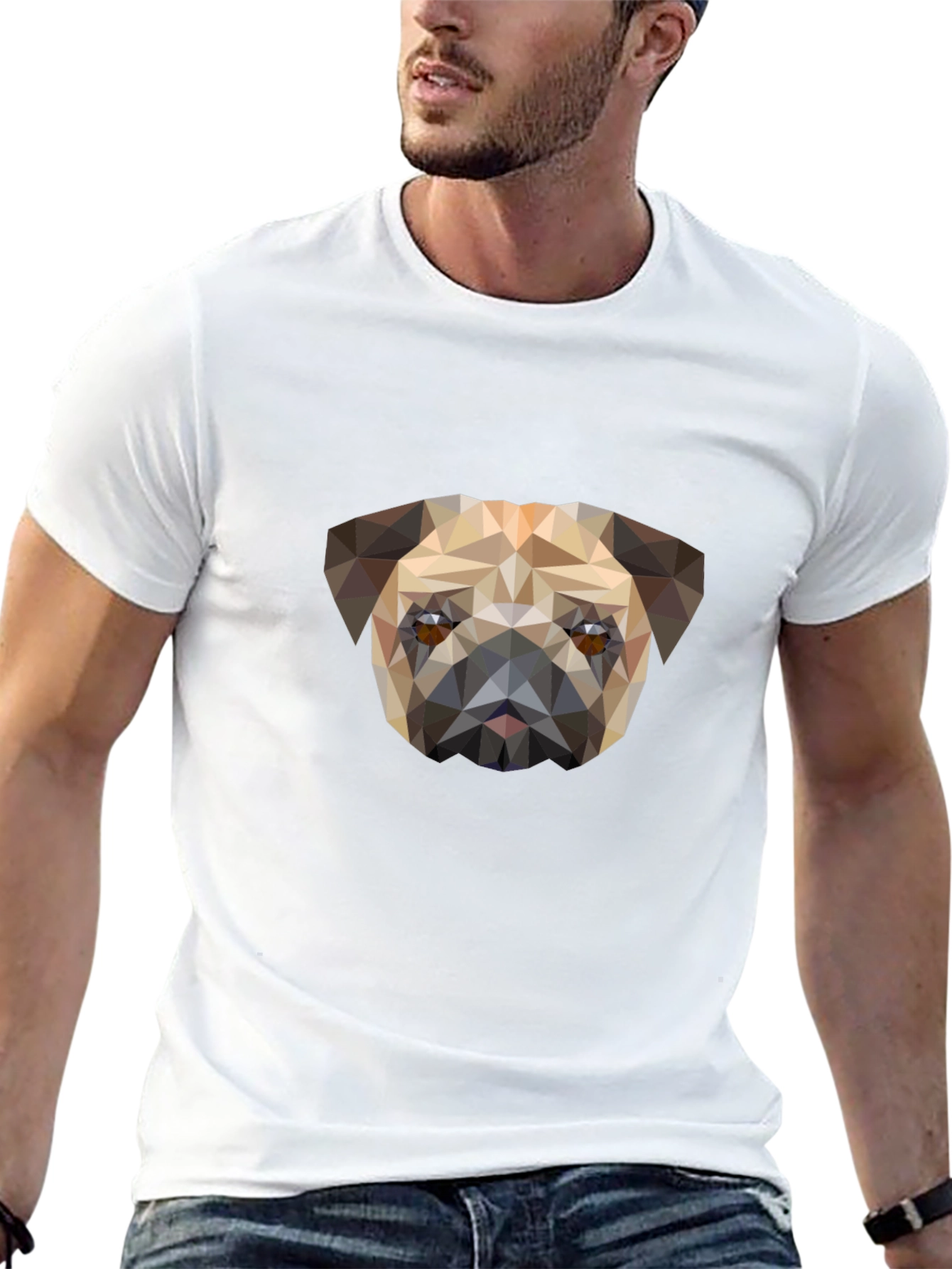 Geometric Pug Graphic Tee - Modern Style