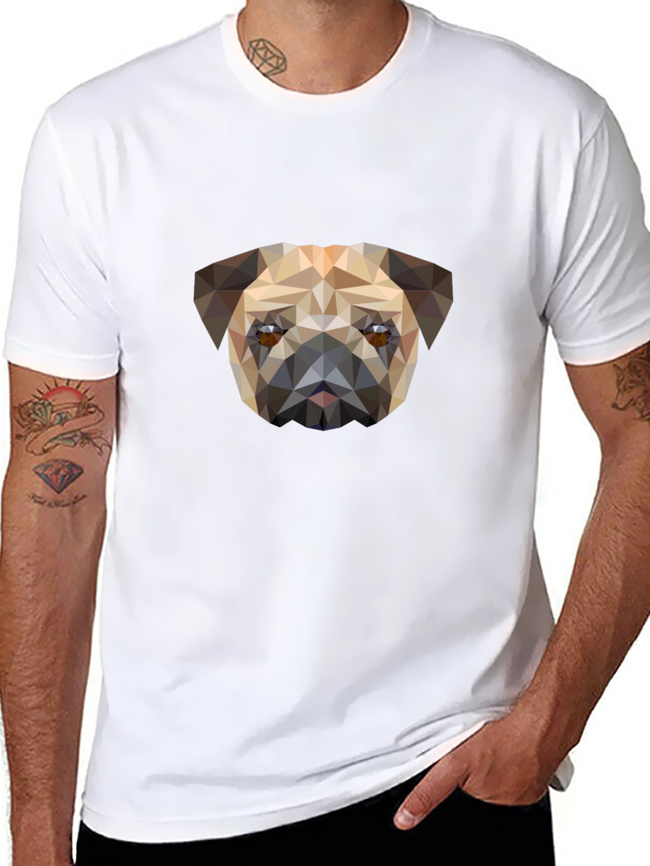 Geometric Pug Graphic Tee - Modern Style