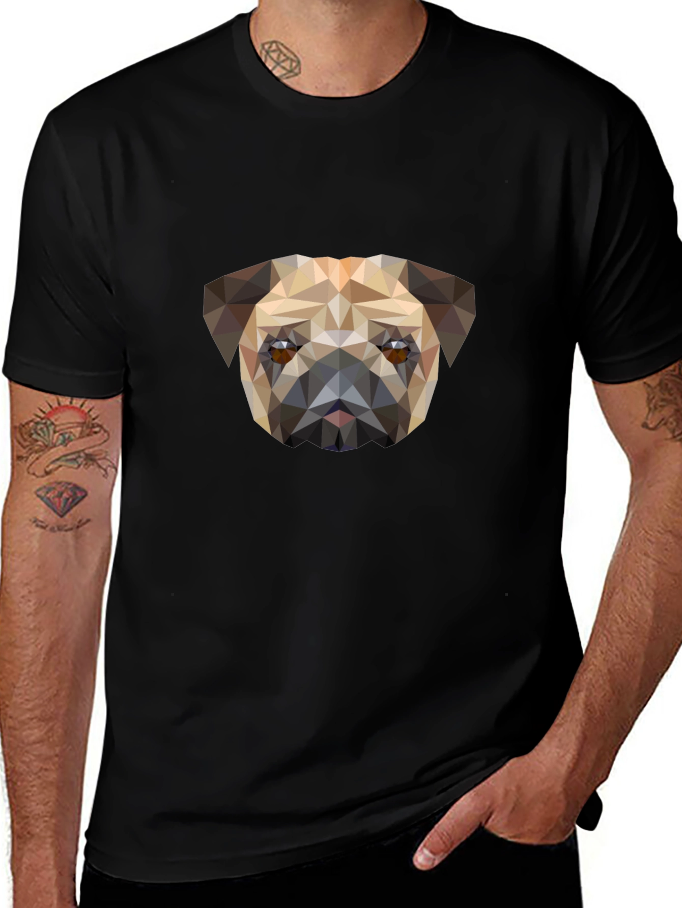 Geometric Pug Graphic Tee - Modern Style