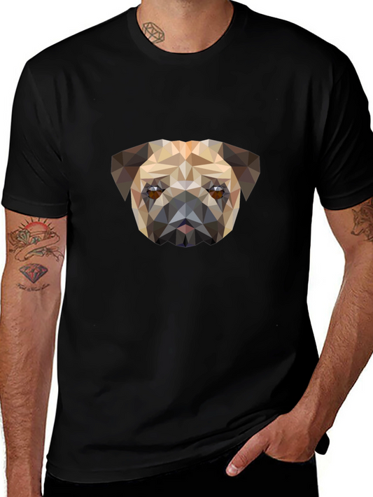 Geometric Pug Graphic Tee - Modern Style