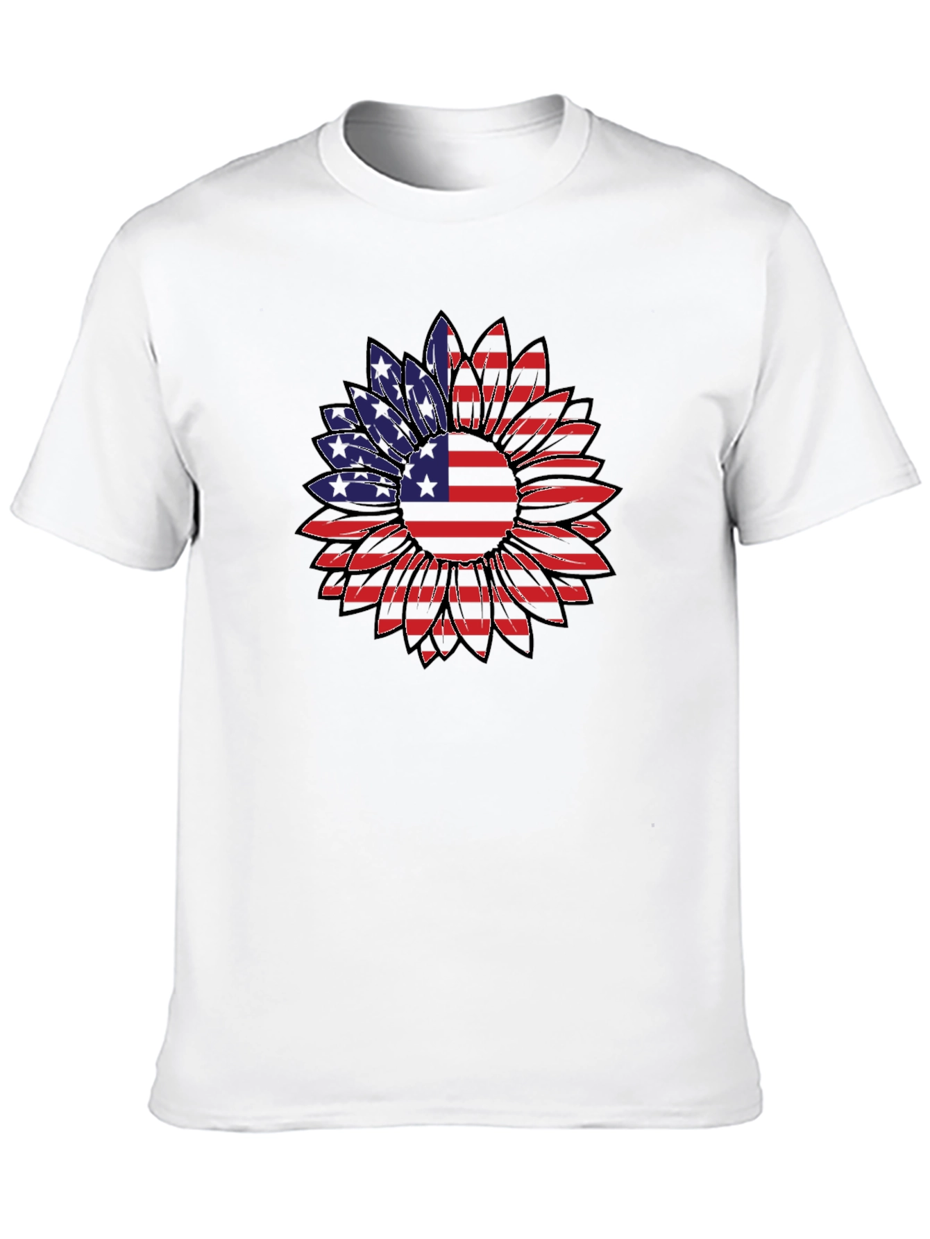 American Flag Sunflower Graphic T-Shirt