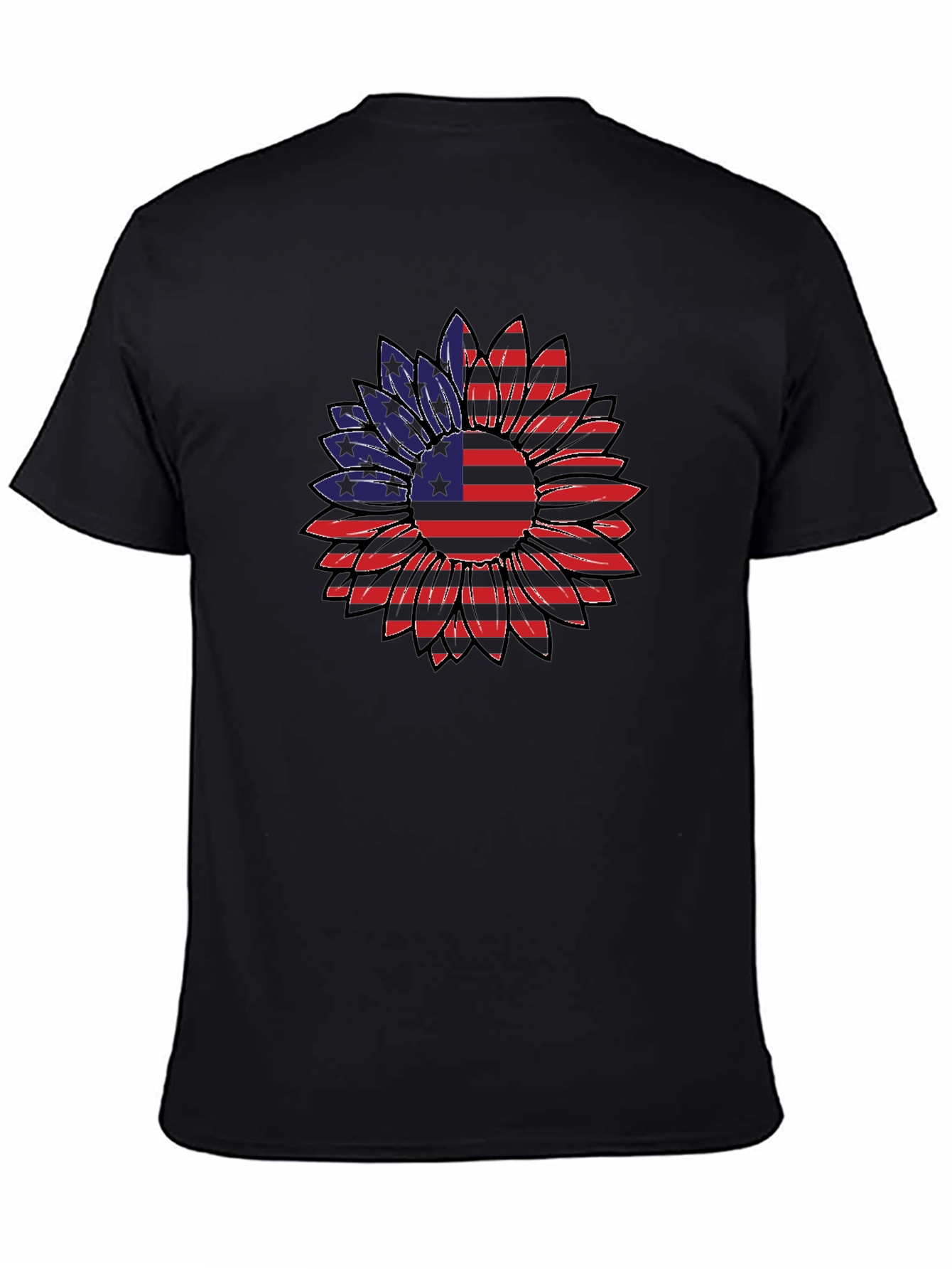 American Flag Sunflower Graphic T-Shirt