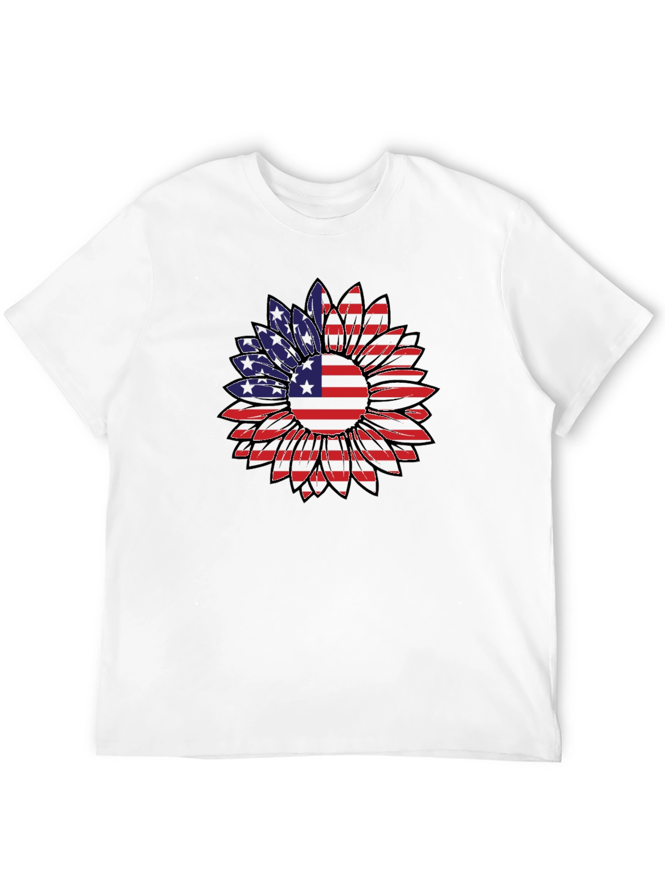 American Flag Sunflower Graphic T-Shirt