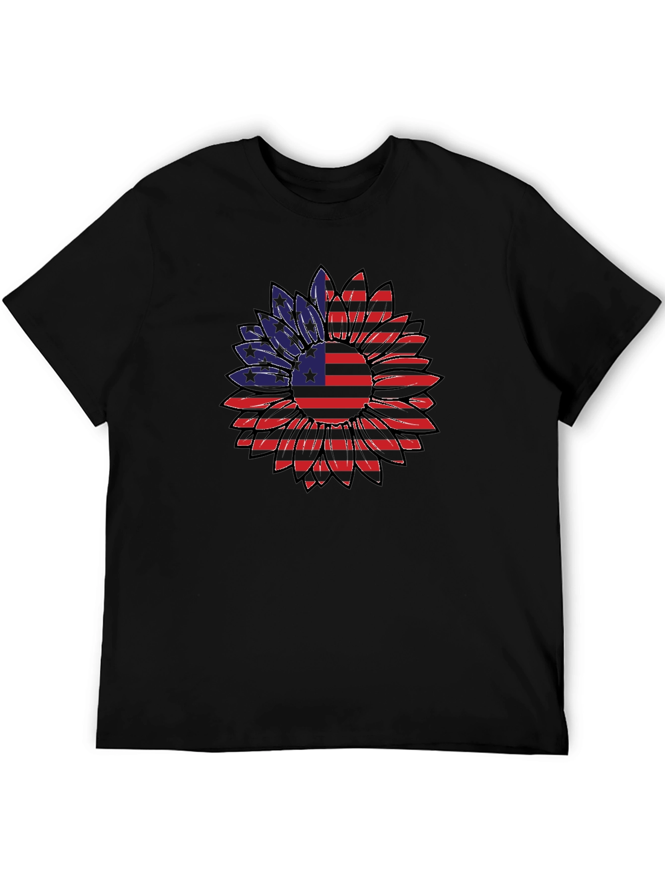 American Flag Sunflower Graphic T-Shirt