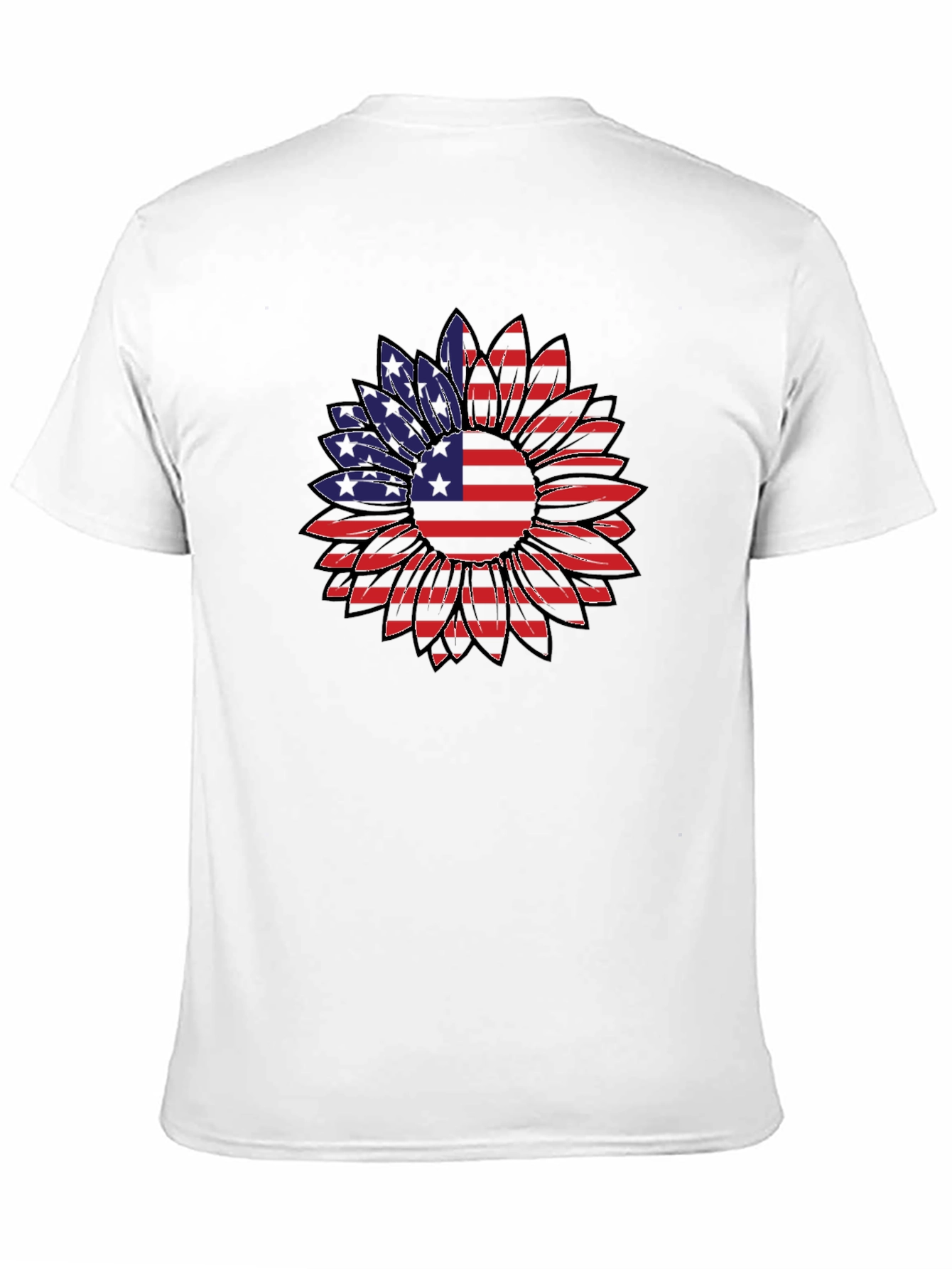 American Flag Sunflower Graphic T-Shirt