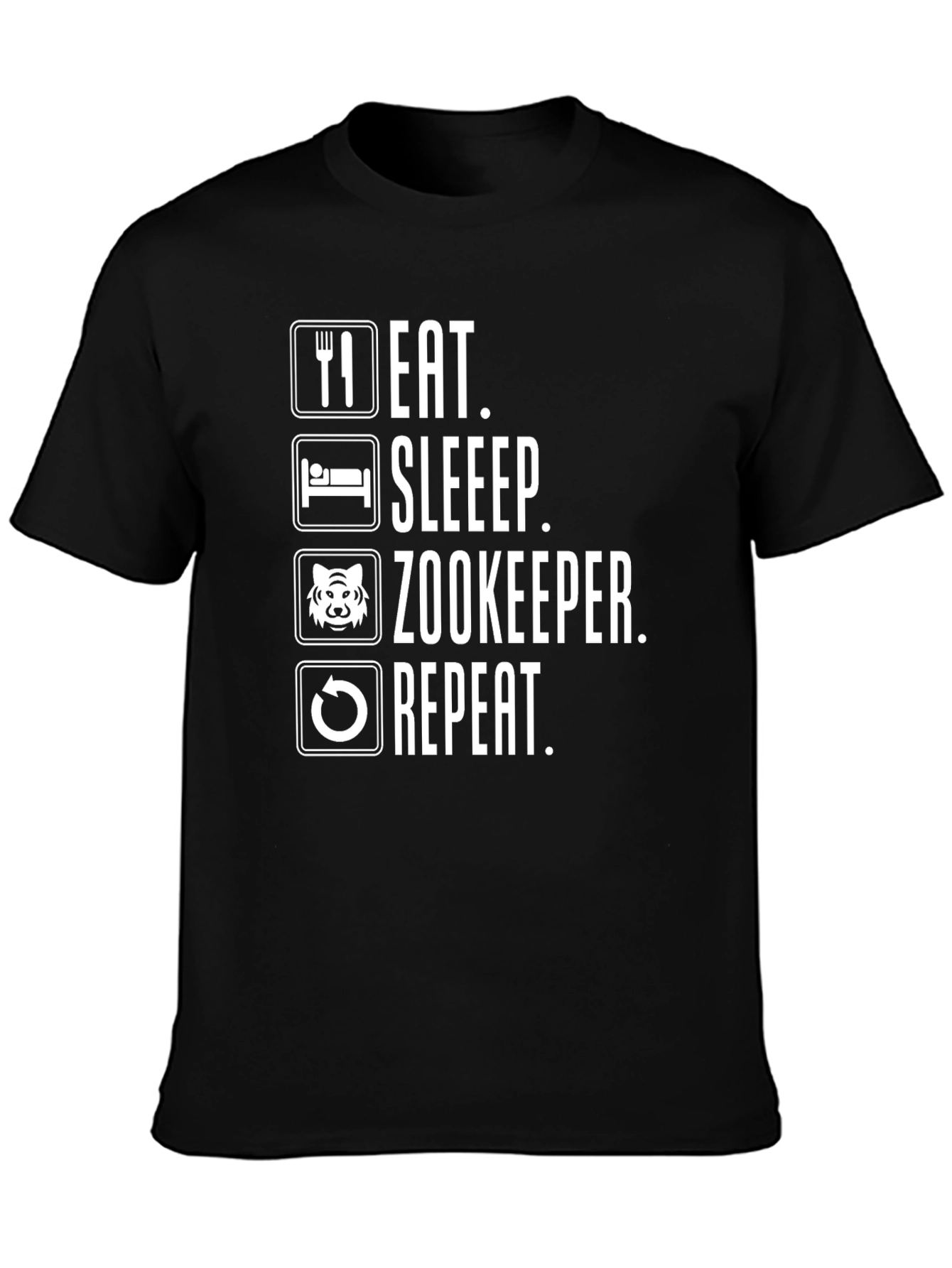 Eat Sleep Zookeeper Repeat Black T-Shirt