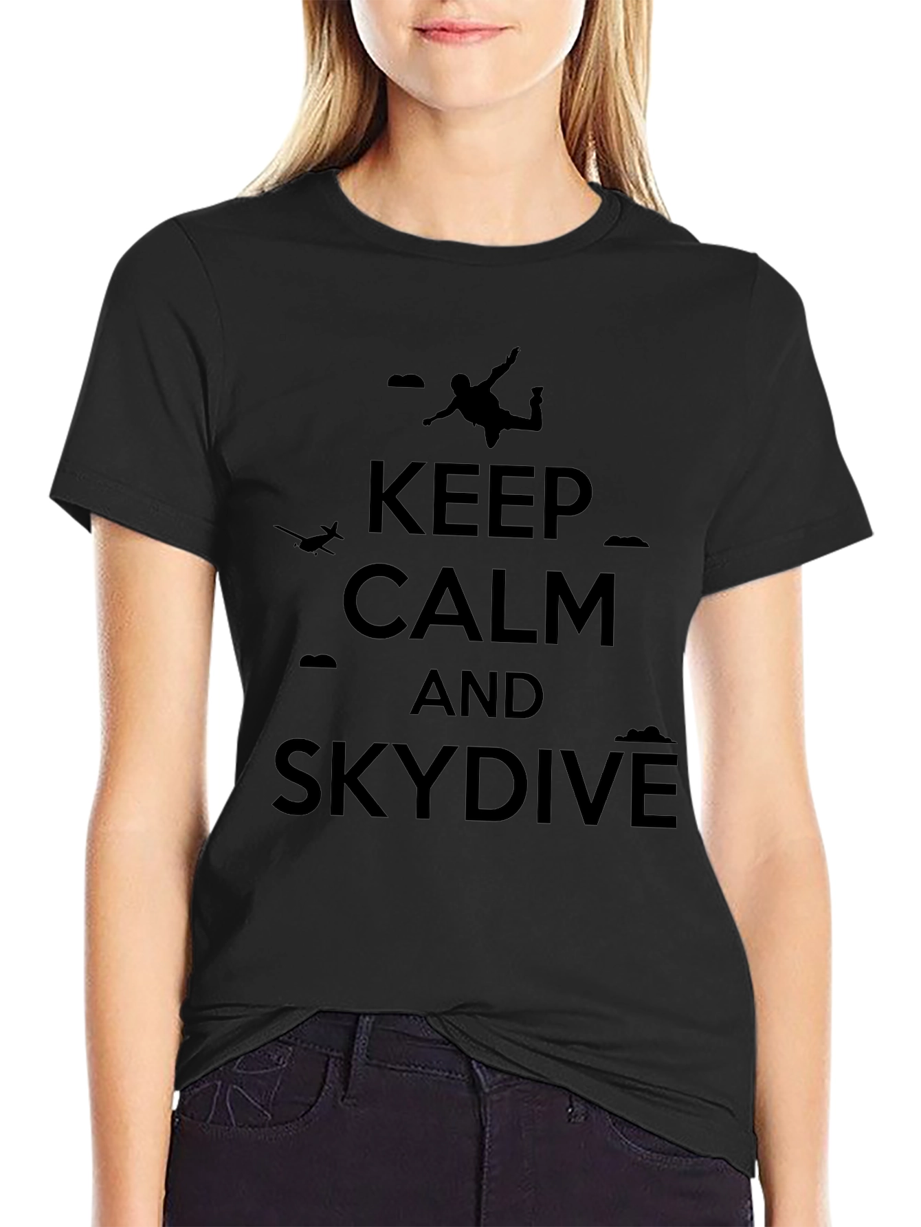 Keep Calm and Skydive Black T-Shirt