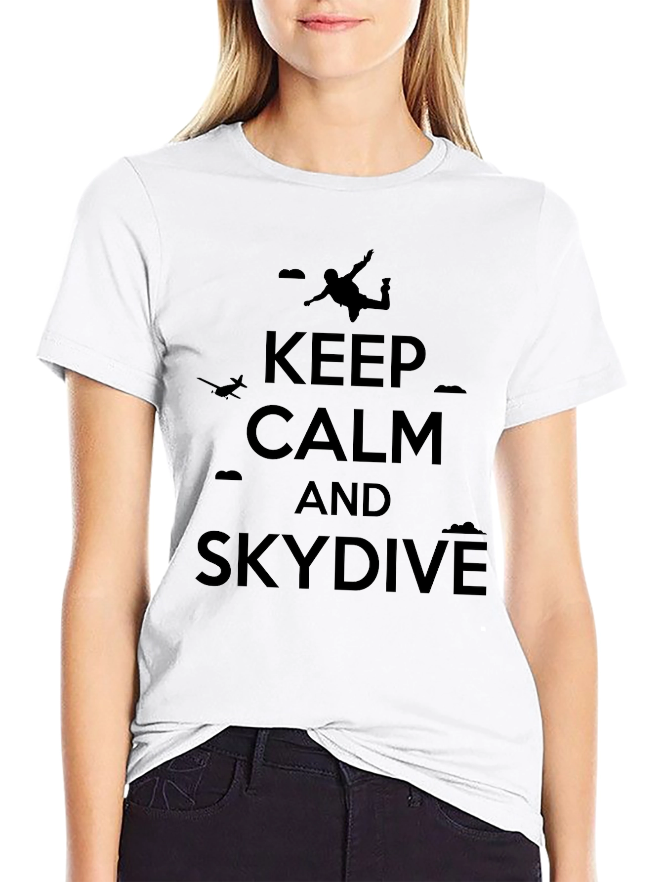 Keep Calm and Skydive Black T-Shirt