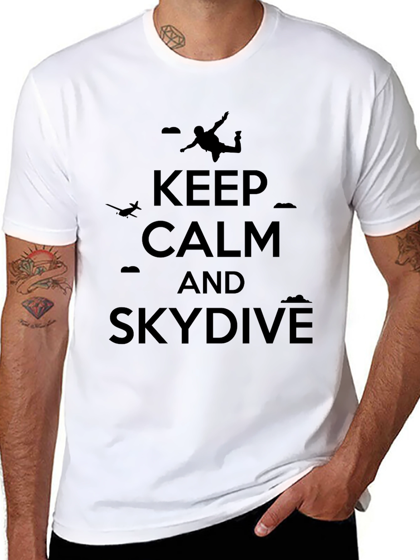 Keep Calm and Skydive Black T-Shirt