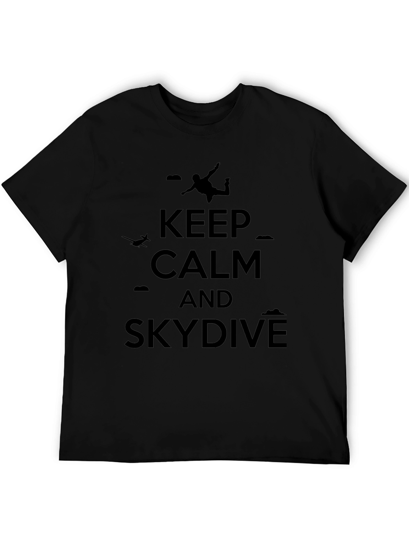 Keep Calm and Skydive Black T-Shirt