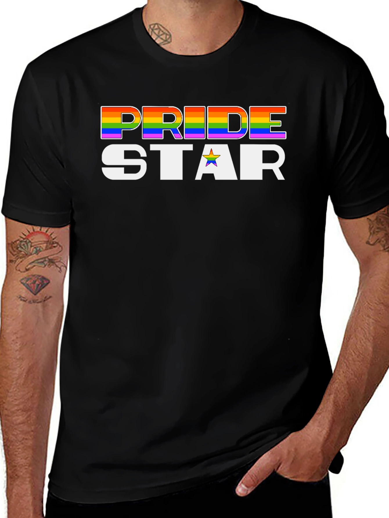 Pride Star Graphic T-Shirt - Black