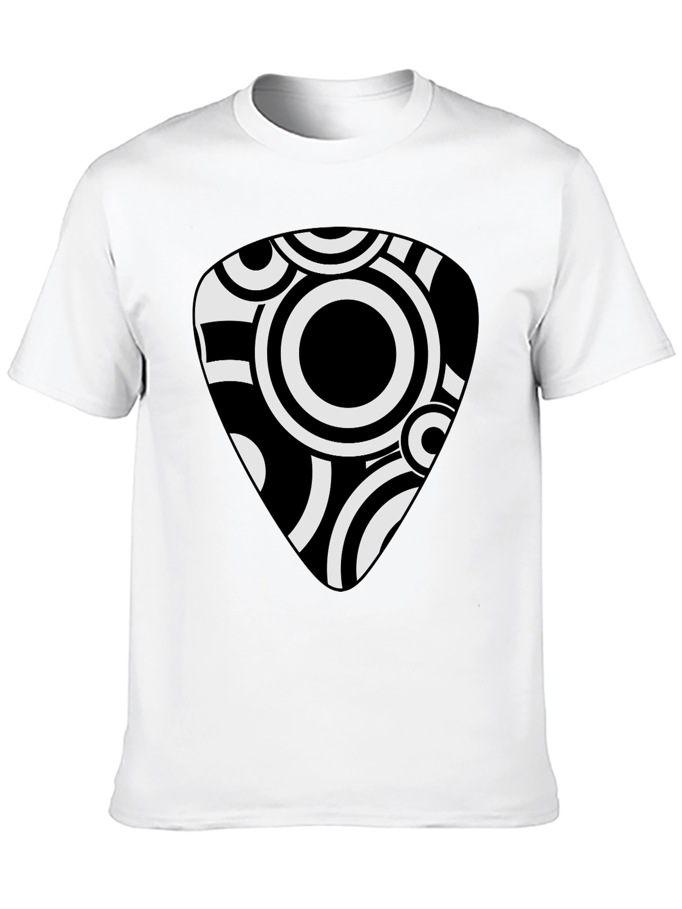 Abstract Guitar Pick Graphic Tee - Black Cotton Shirt