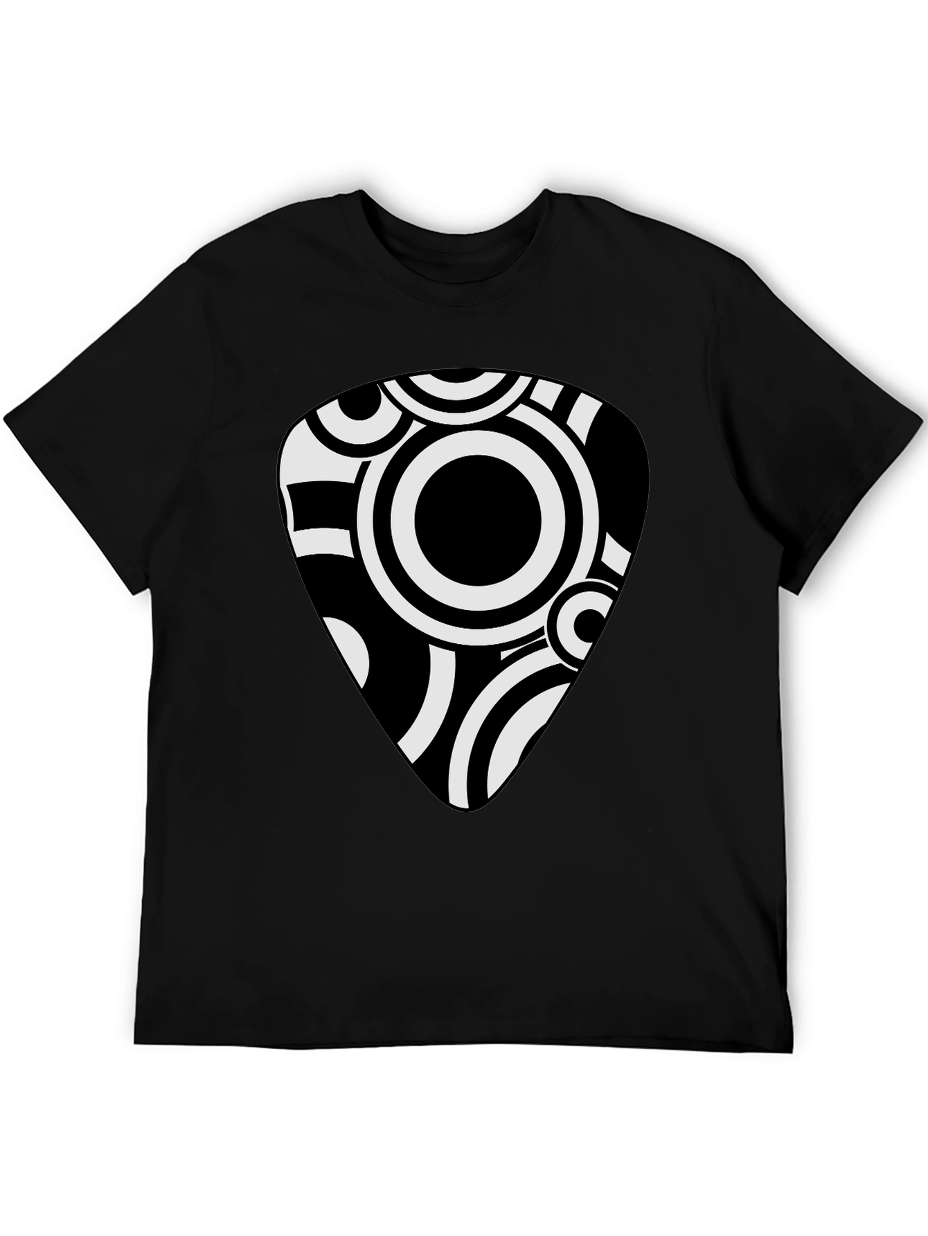 Abstract Guitar Pick Graphic Tee - Black Cotton Shirt