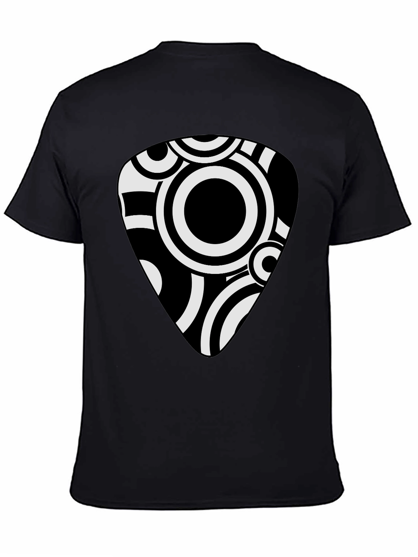 Abstract Guitar Pick Graphic Tee - Black Cotton Shirt