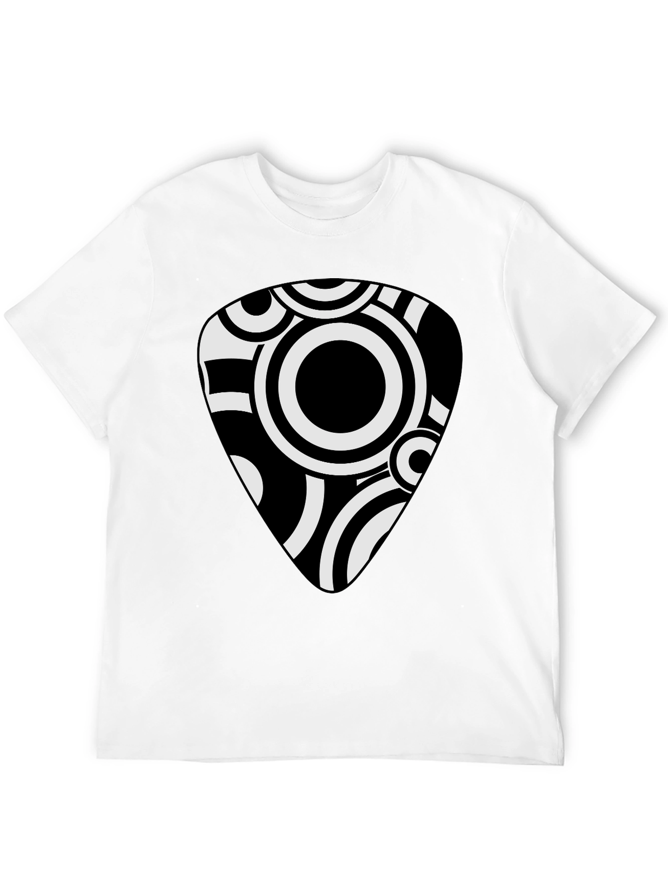 Abstract Guitar Pick Graphic Tee - Black Cotton Shirt