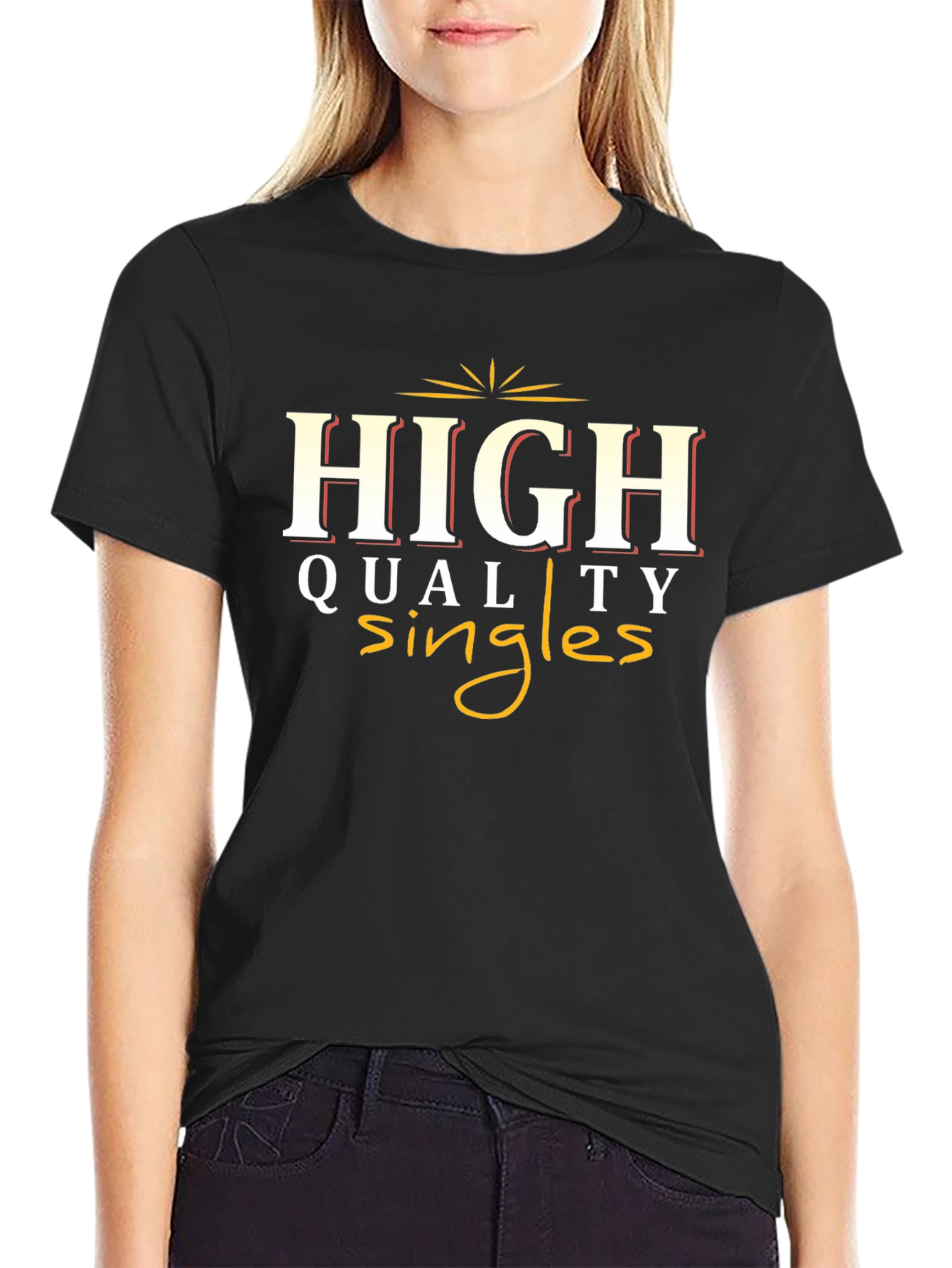 High Quality Singles Black Graphic Tee