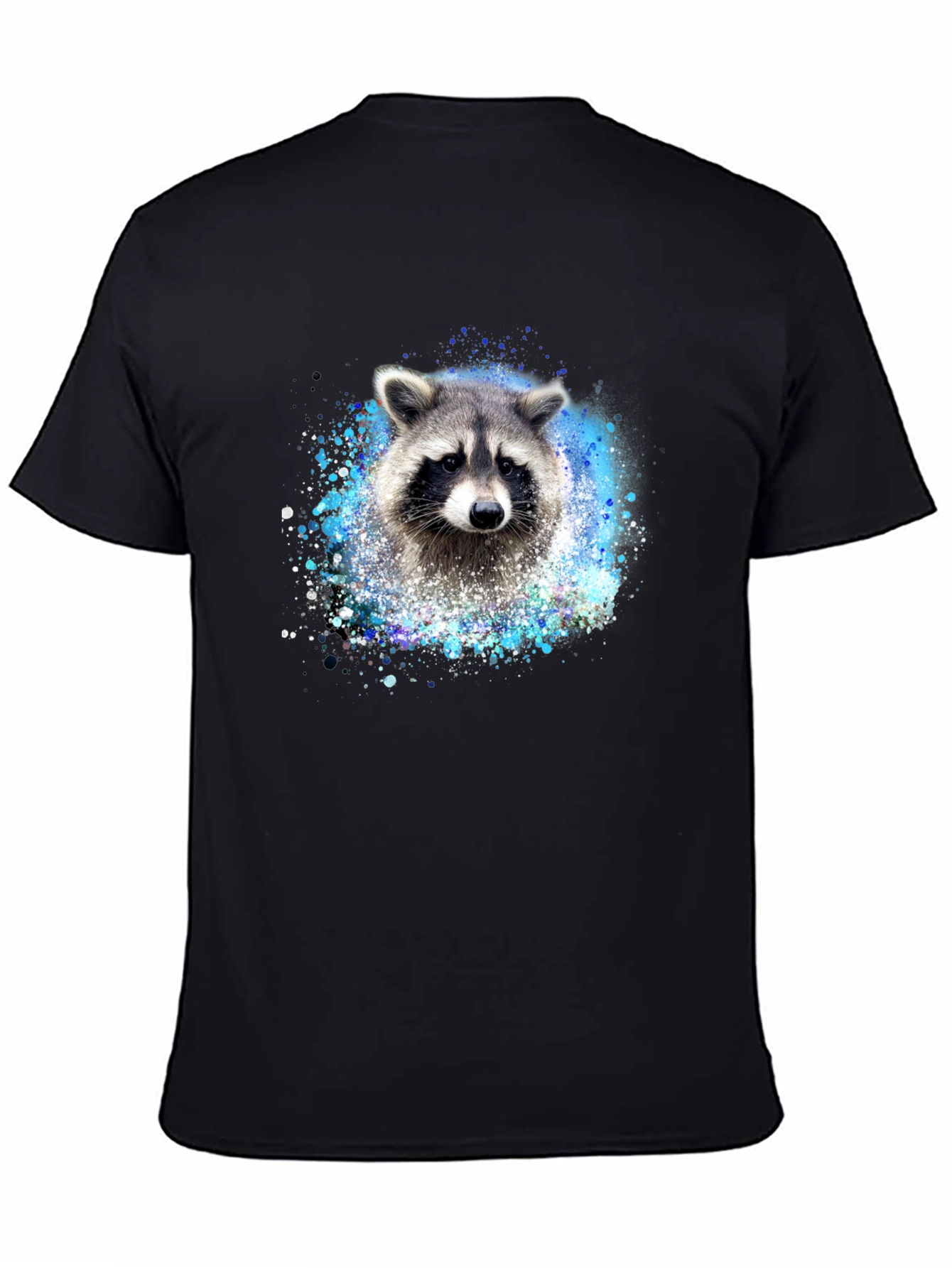 Raccoon Splatter Print Black Tee
