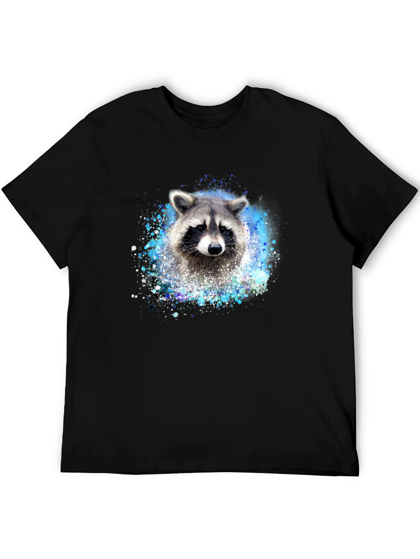 Raccoon Splatter Print Black Tee