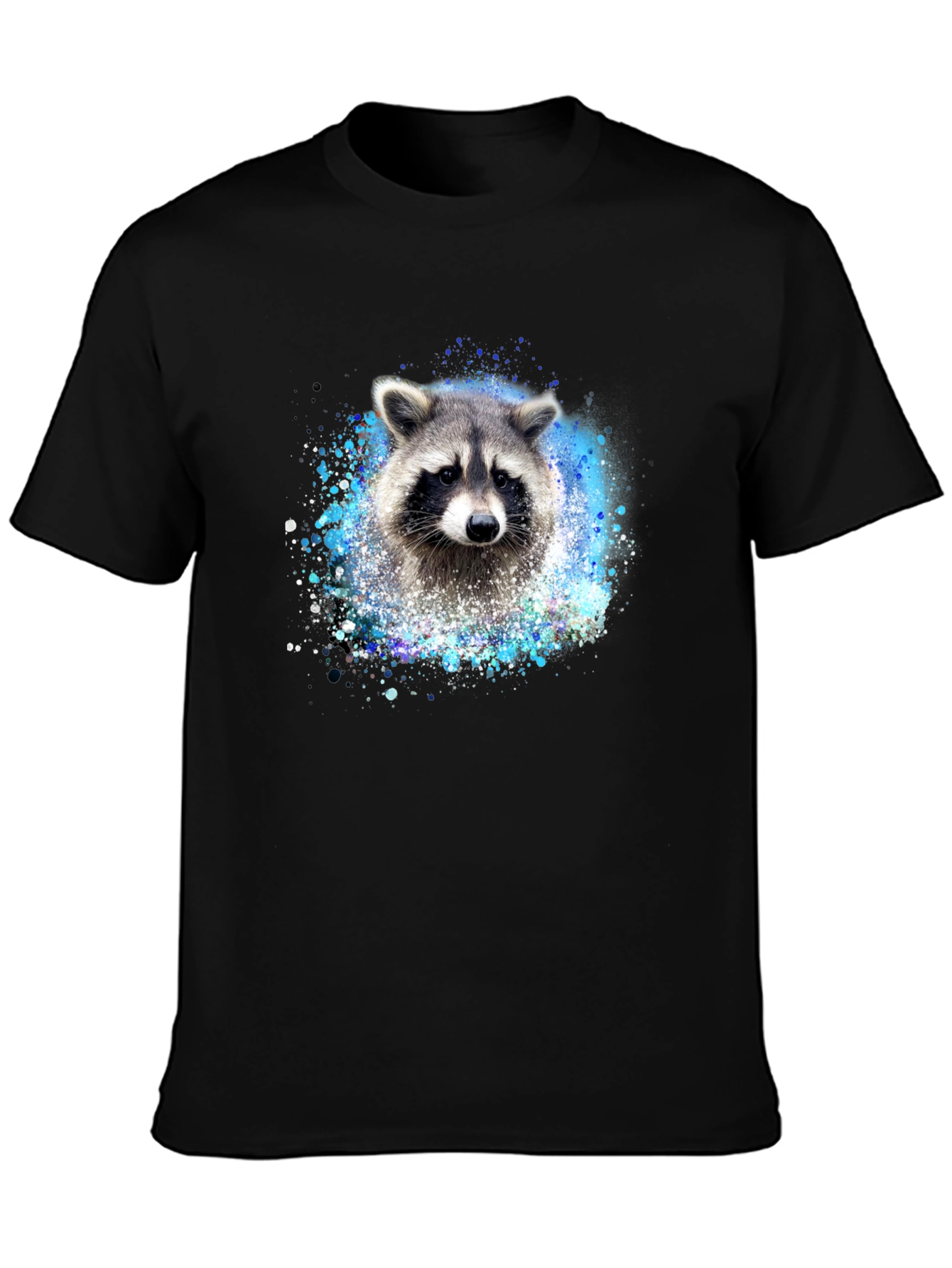 Raccoon Splatter Print Black Tee