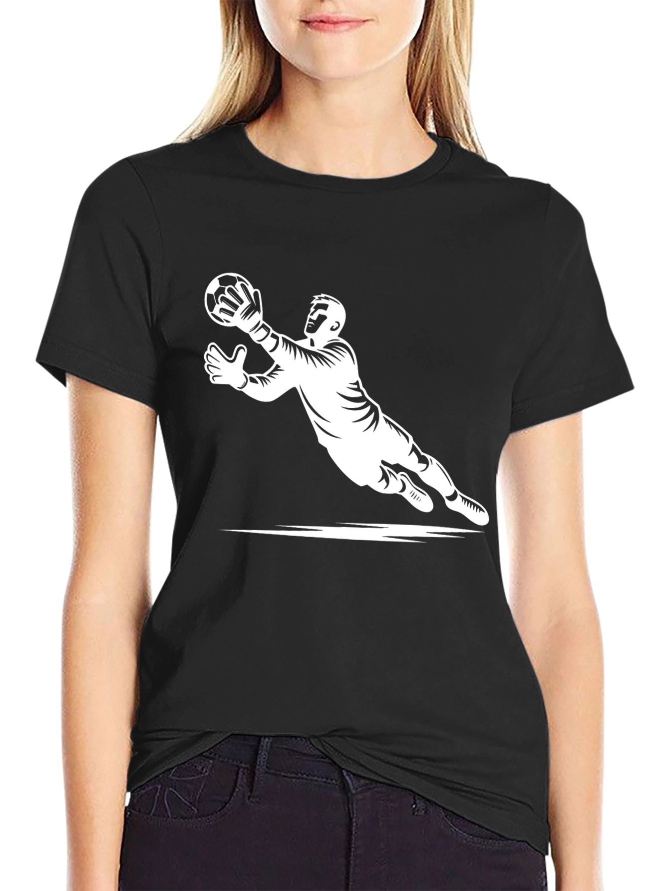 Goalkeeper Graphic T-Shirt - Black Sporty Design
