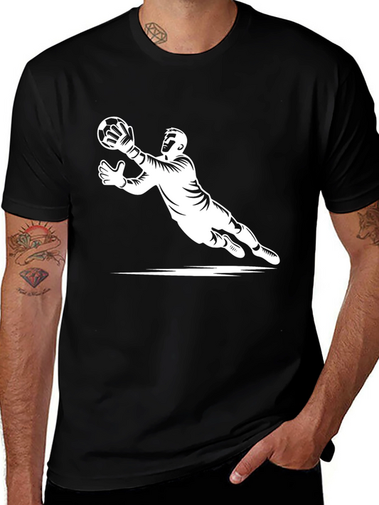 Goalkeeper Graphic T-Shirt - Black Sporty Design