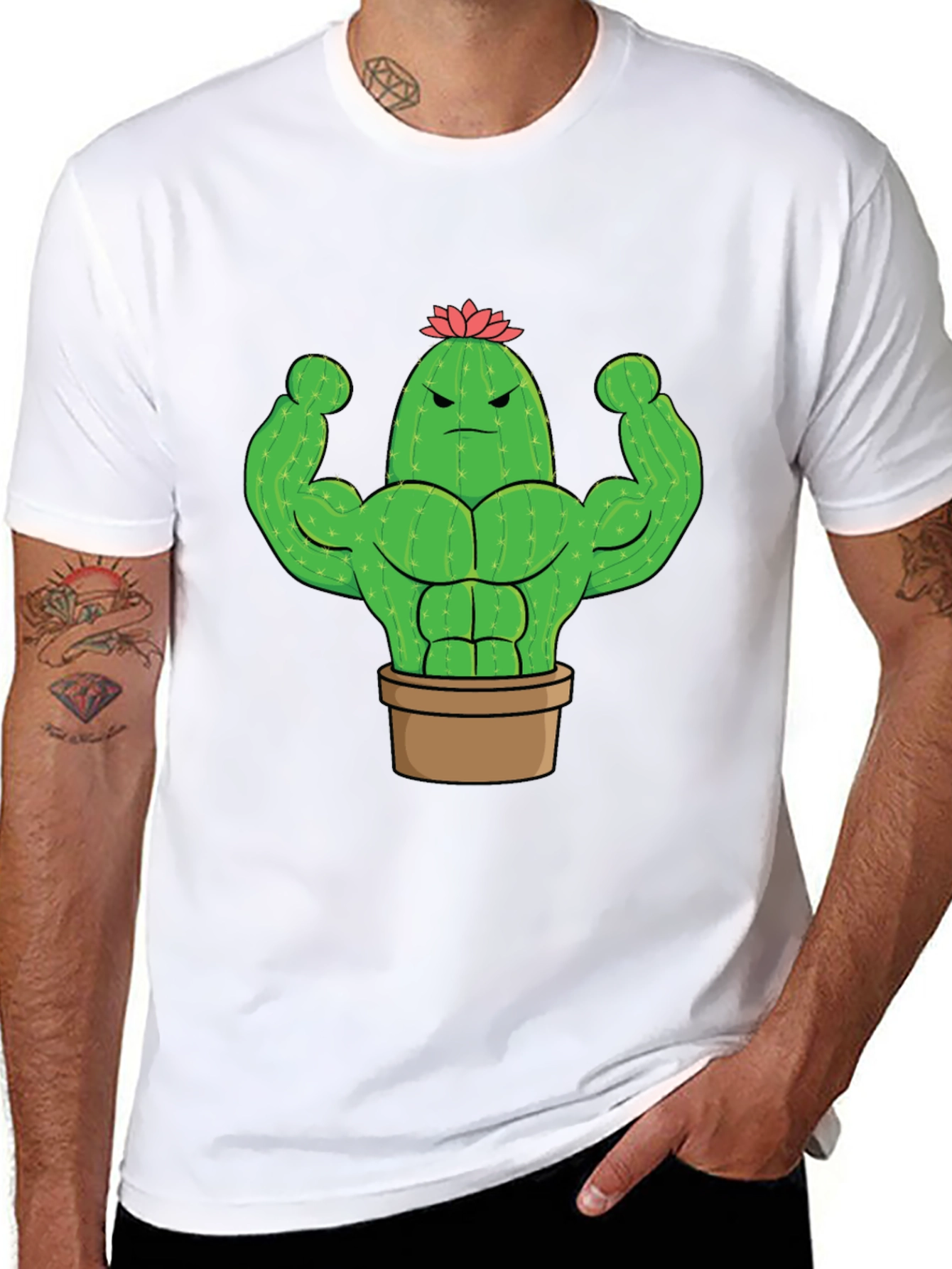 Buff Cactus Graphic Tee - Black Cotton T-Shirt