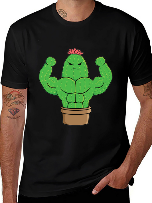 Buff Cactus Graphic Tee - Black Cotton T-Shirt