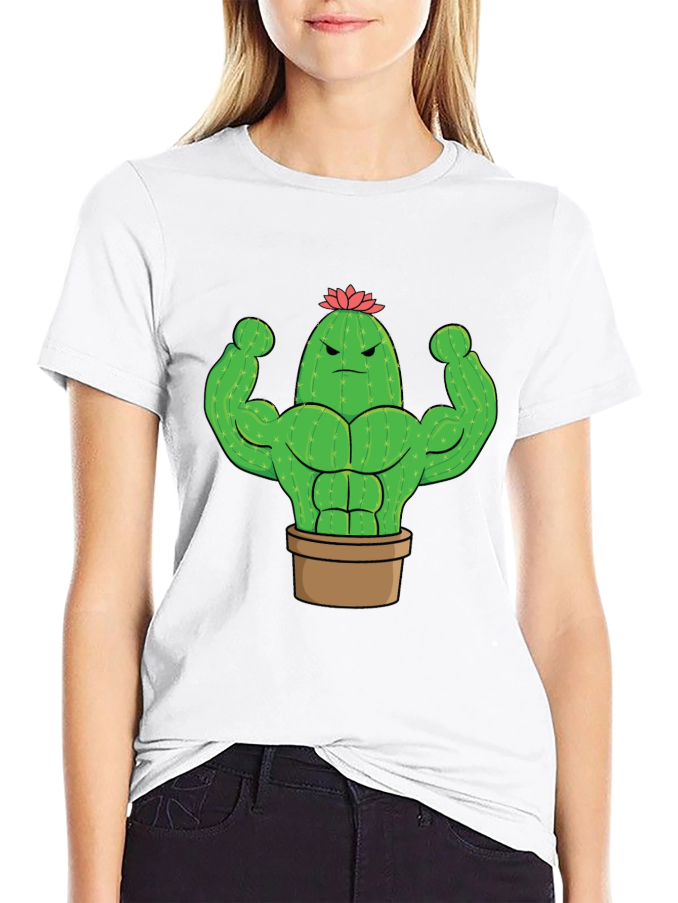 Buff Cactus Graphic Tee - Black Cotton T-Shirt