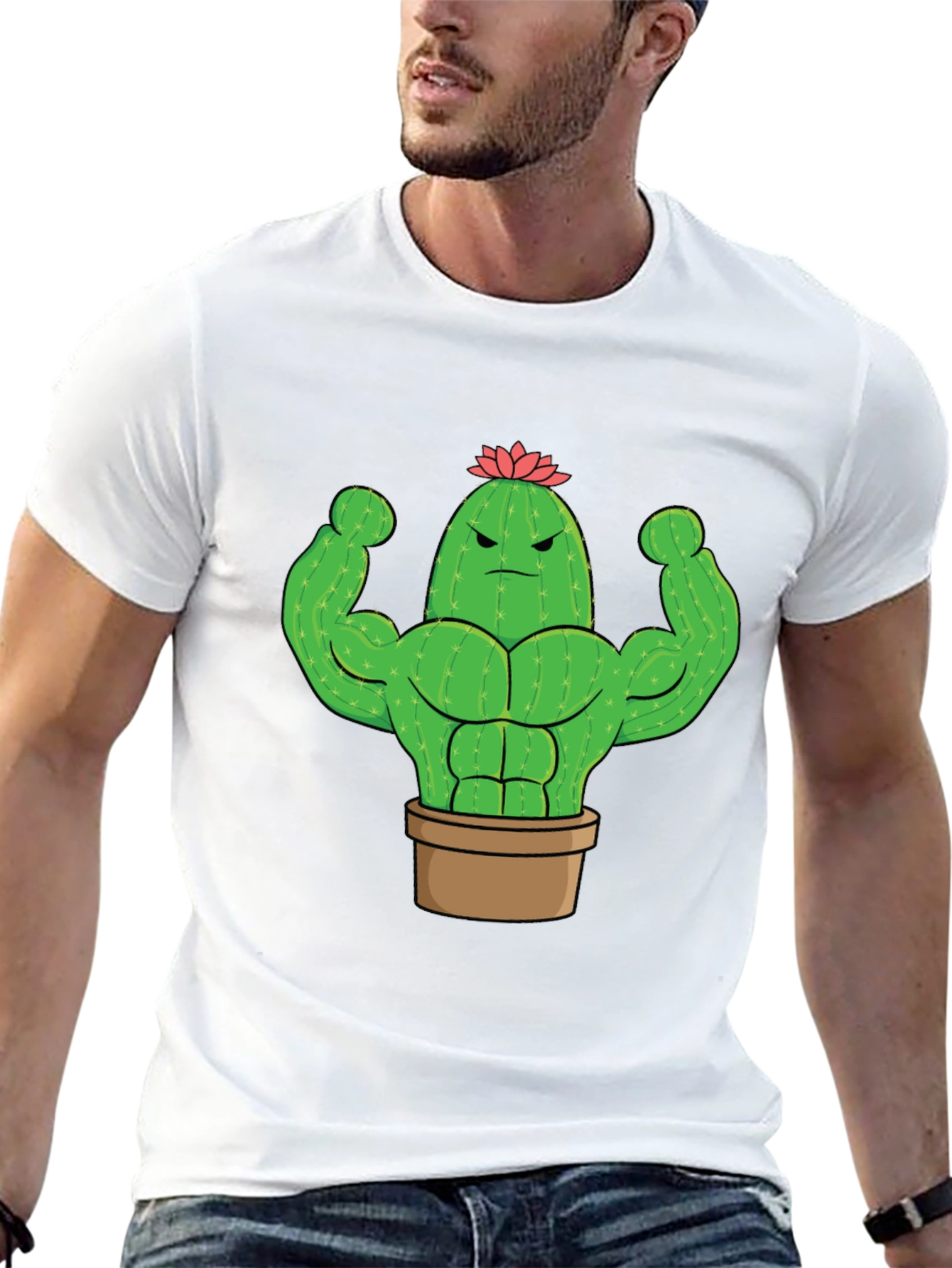 Buff Cactus Graphic Tee - Black Cotton T-Shirt