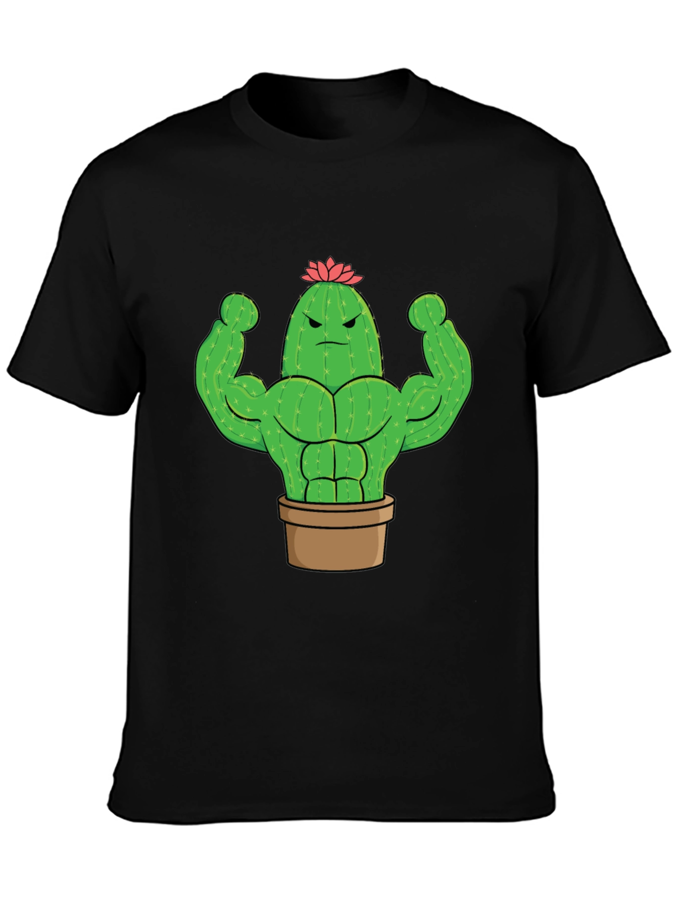 Buff Cactus Graphic Tee - Black Cotton T-Shirt