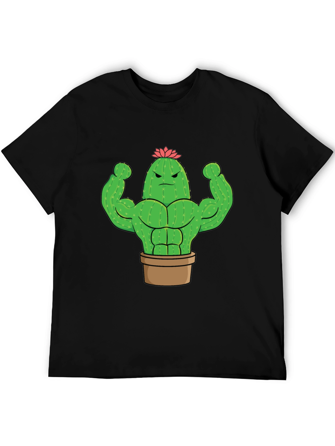 Buff Cactus Graphic Tee - Black Cotton T-Shirt