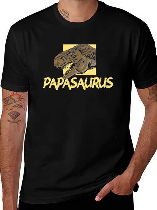 Papasaurus Dinosaur Graphic Black T-Shirt
