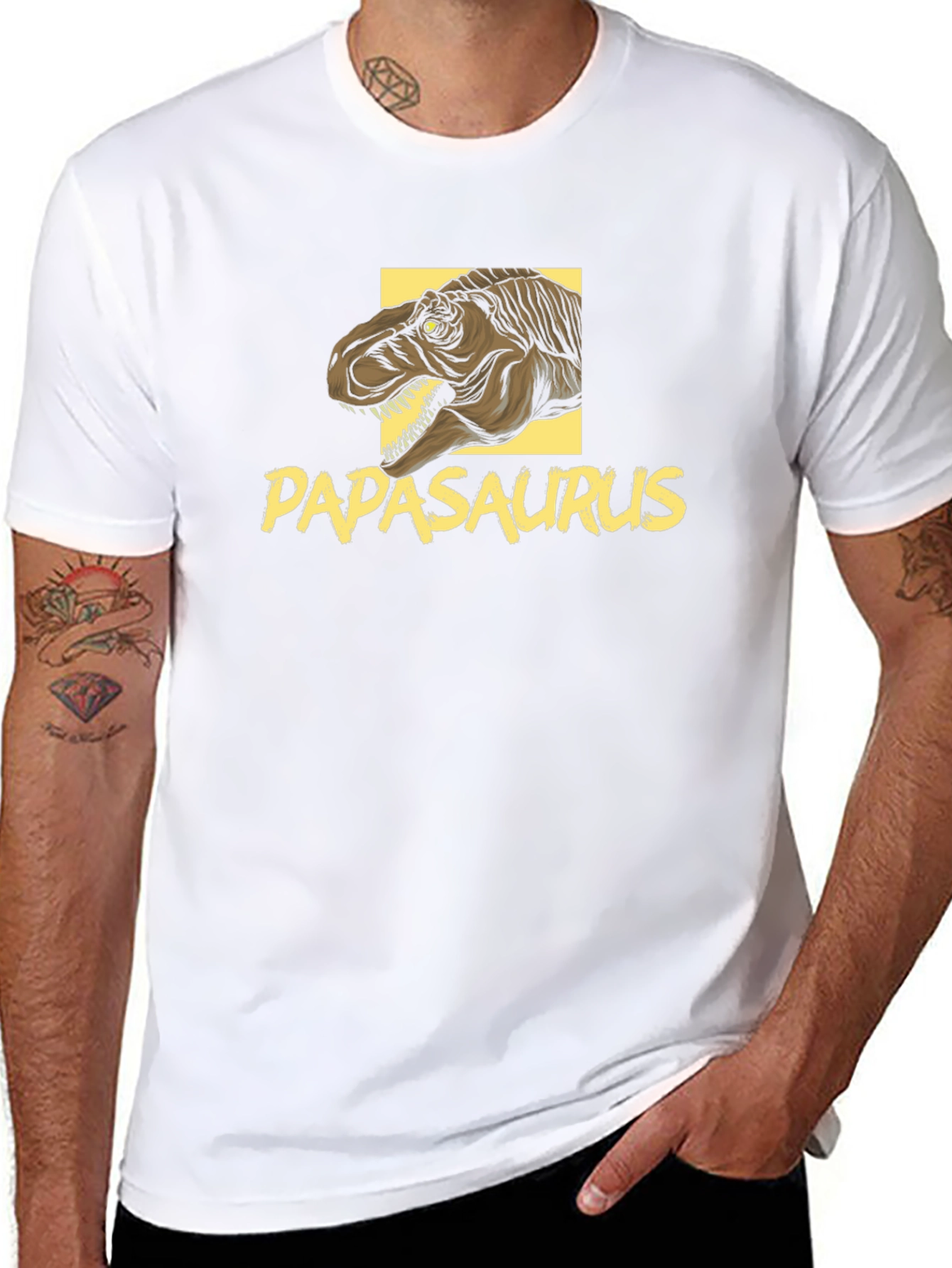 Papasaurus Dinosaur Graphic Black T-Shirt