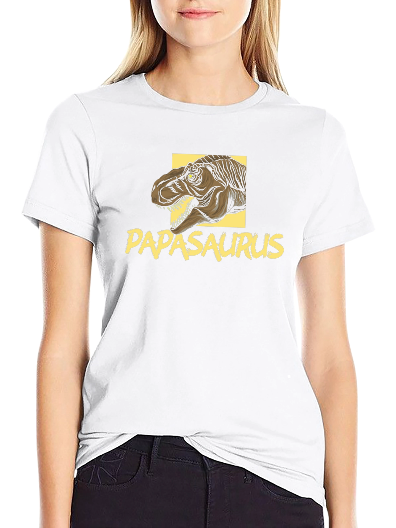 Papasaurus Dinosaur Graphic Black T-Shirt