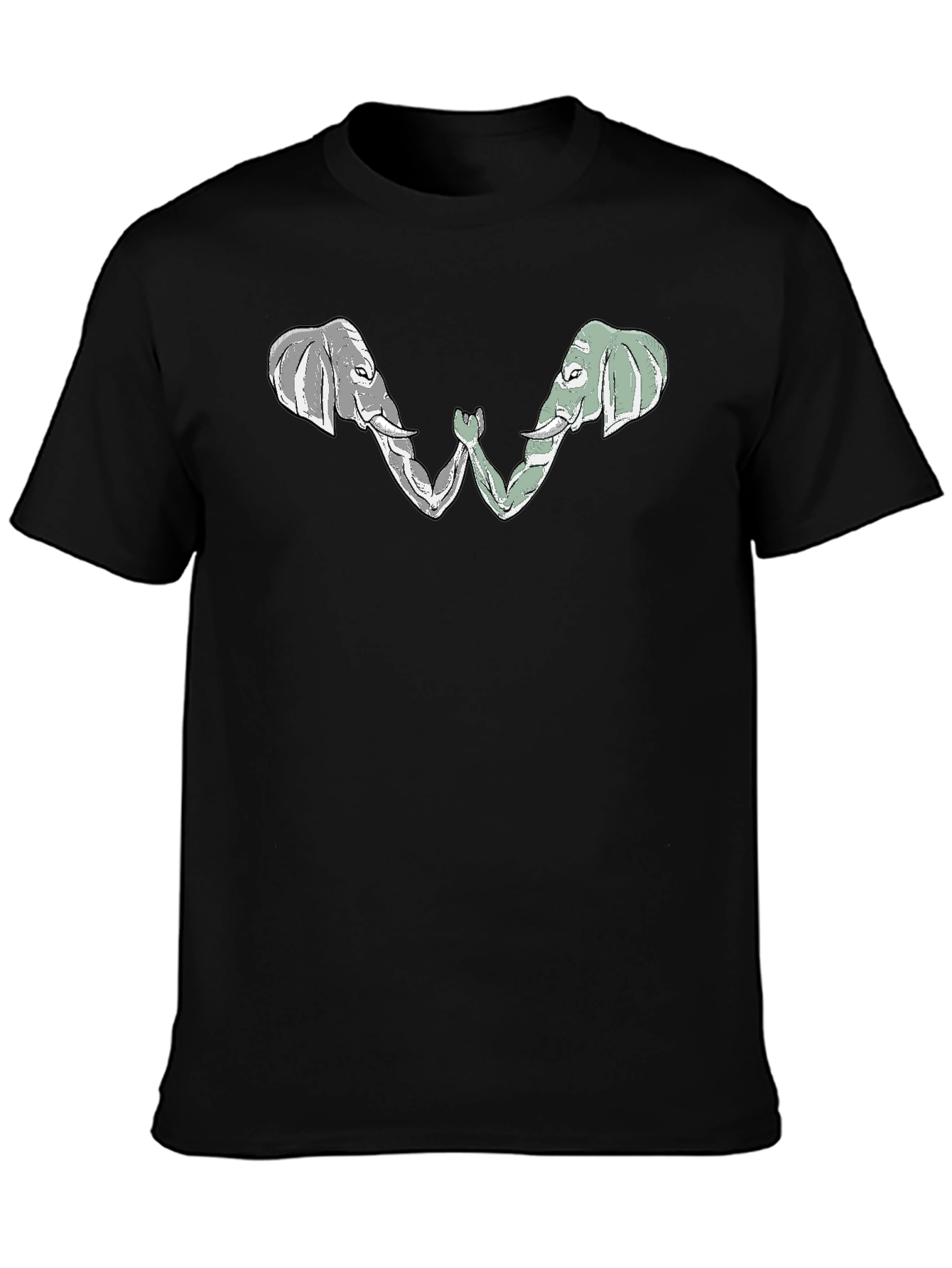 Elephant Arm Wrestling Graphic Tee - Black