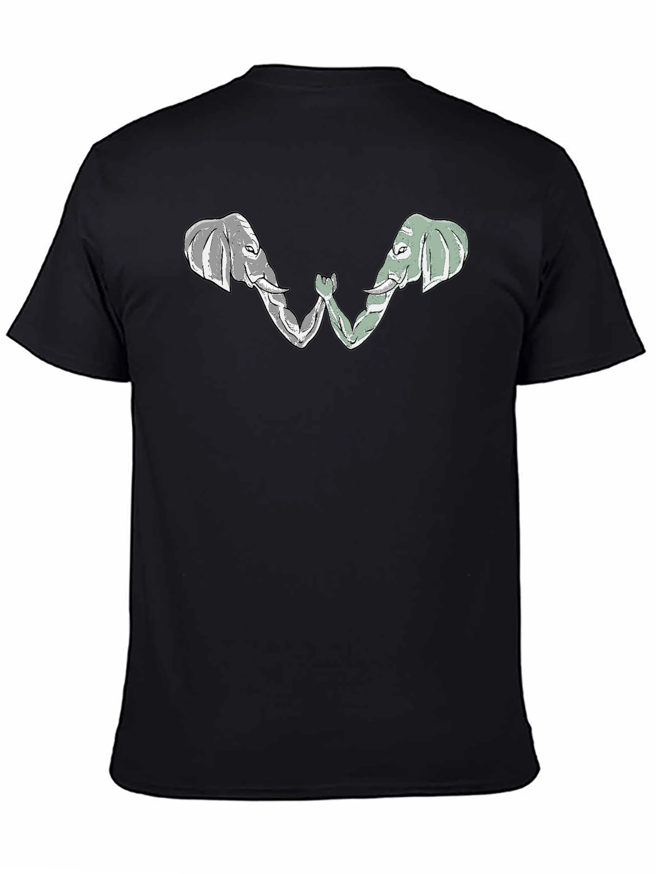 Elephant Arm Wrestling Graphic Tee - Black