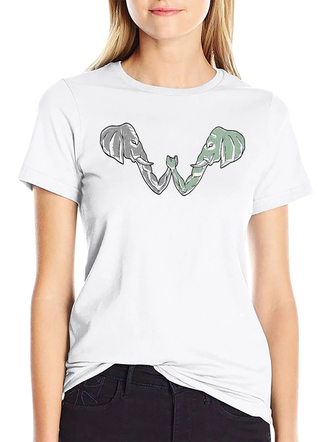 Elephant Arm Wrestling Graphic Tee - Black