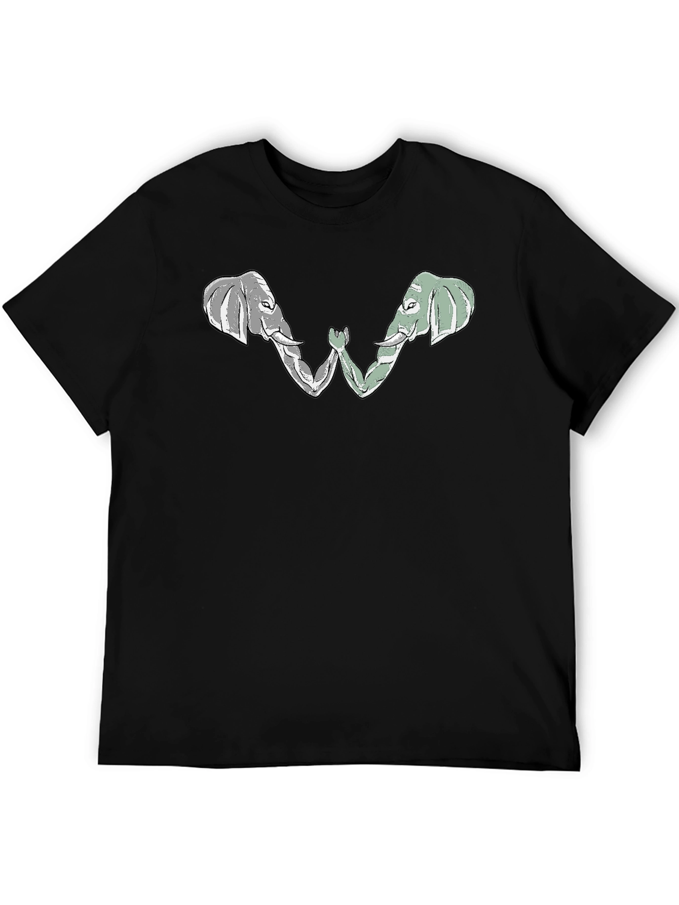 Elephant Arm Wrestling Graphic Tee - Black