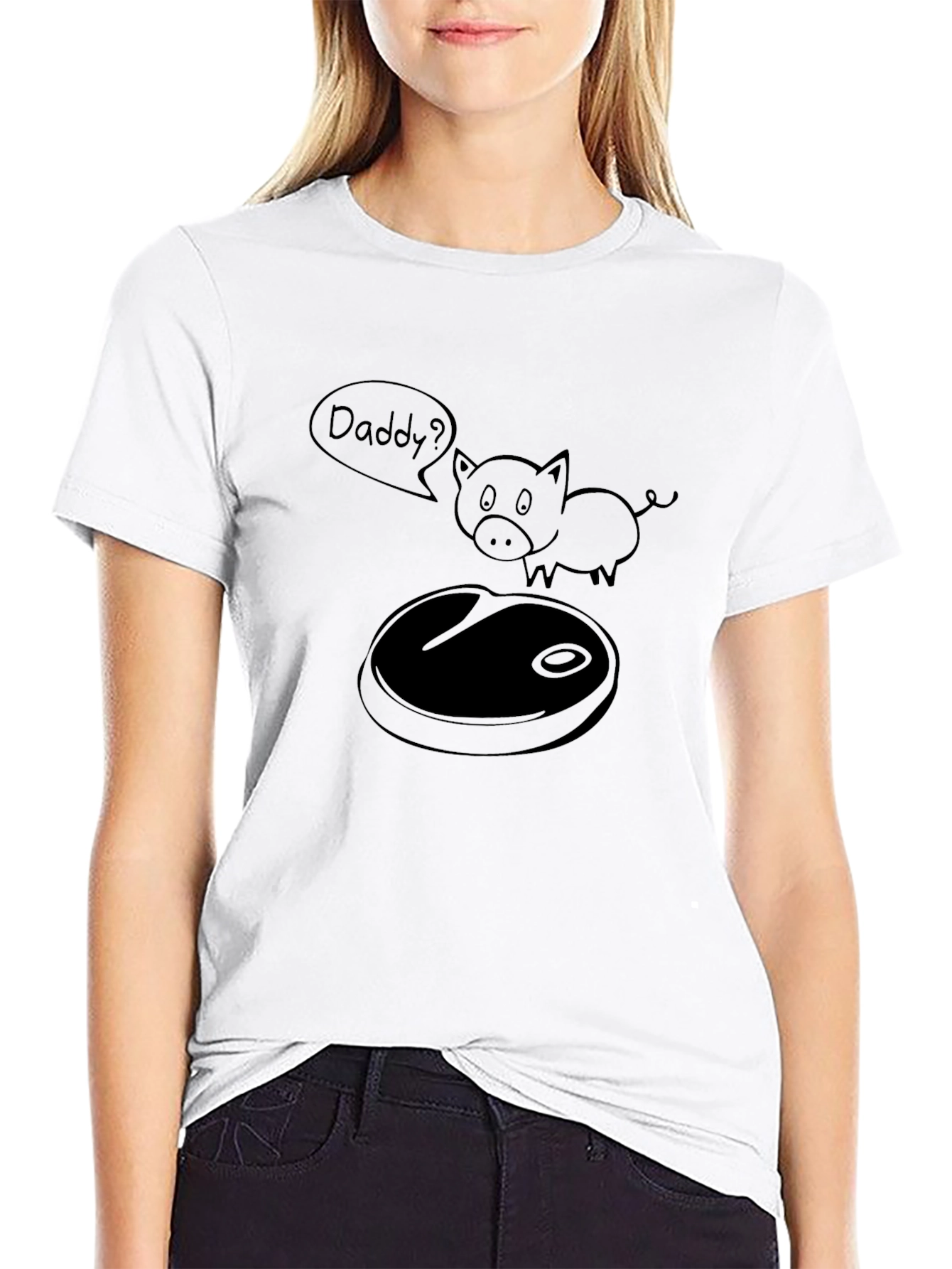 Daddy? Funny Pig BBQ T-Shirt - Black