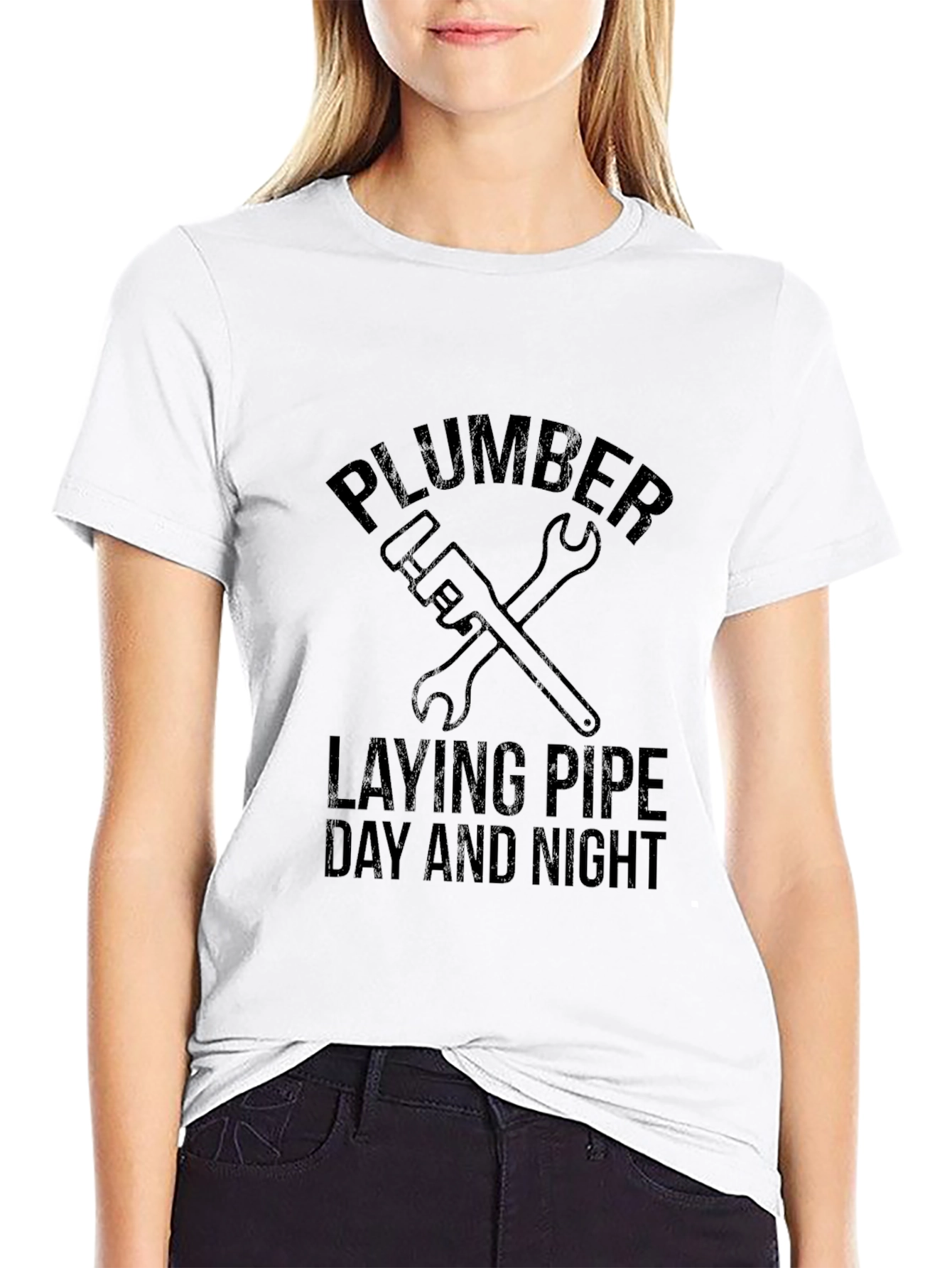 Plumber Laying Pipe Funny Graphic Tee