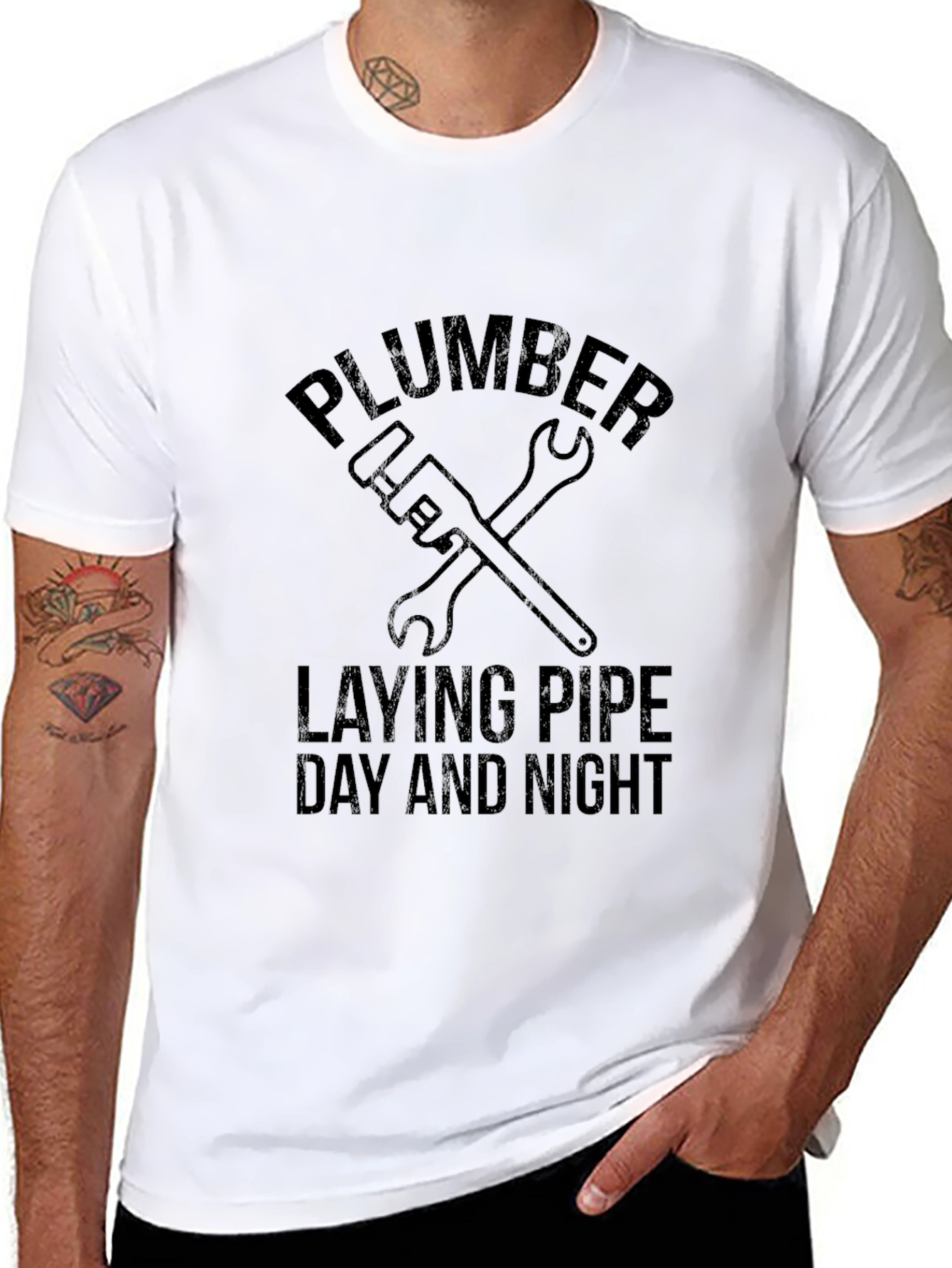 Plumber Laying Pipe Funny Graphic Tee