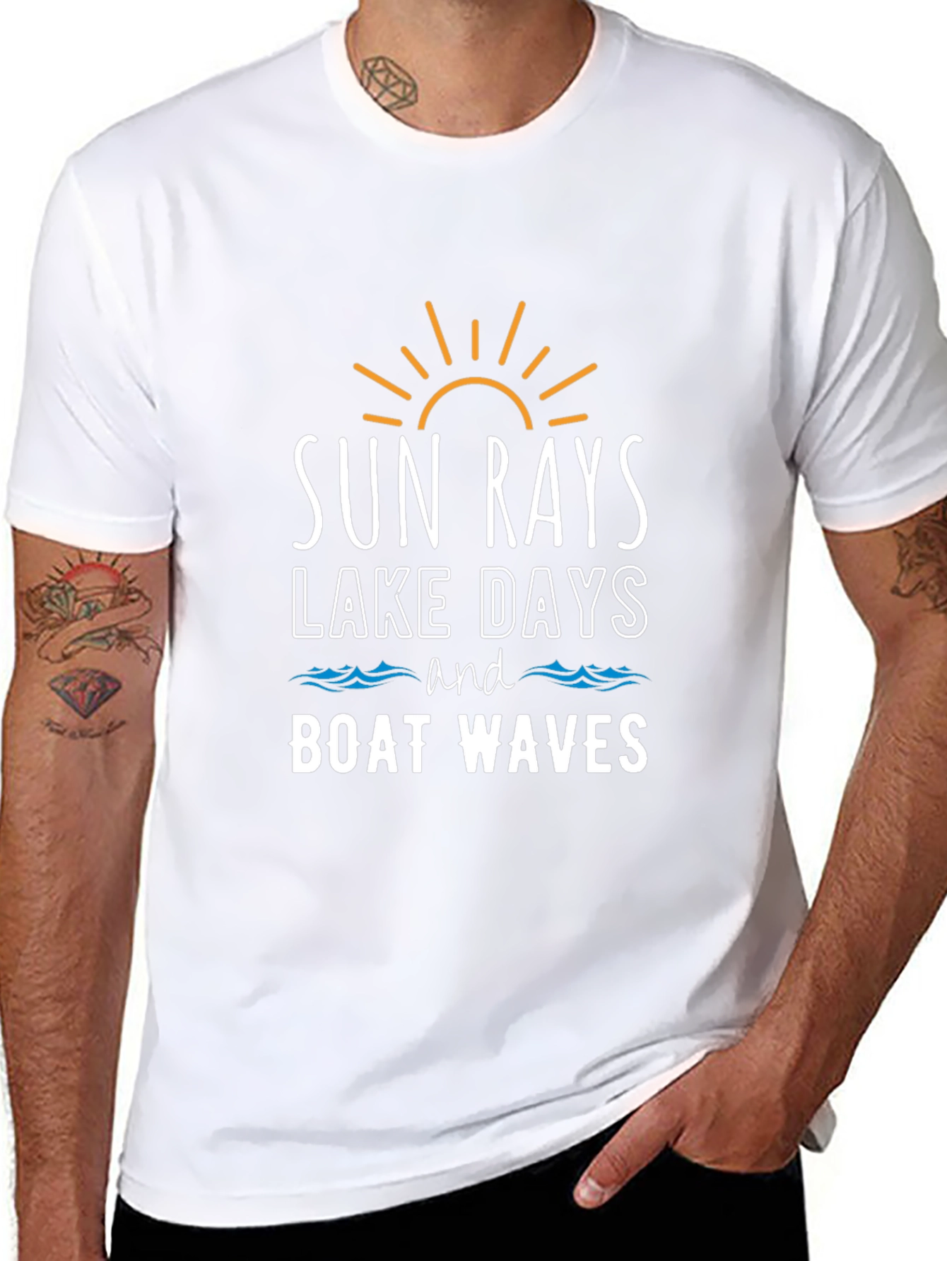 Sun Rays Lake Days Boat Waves Graphic Tee